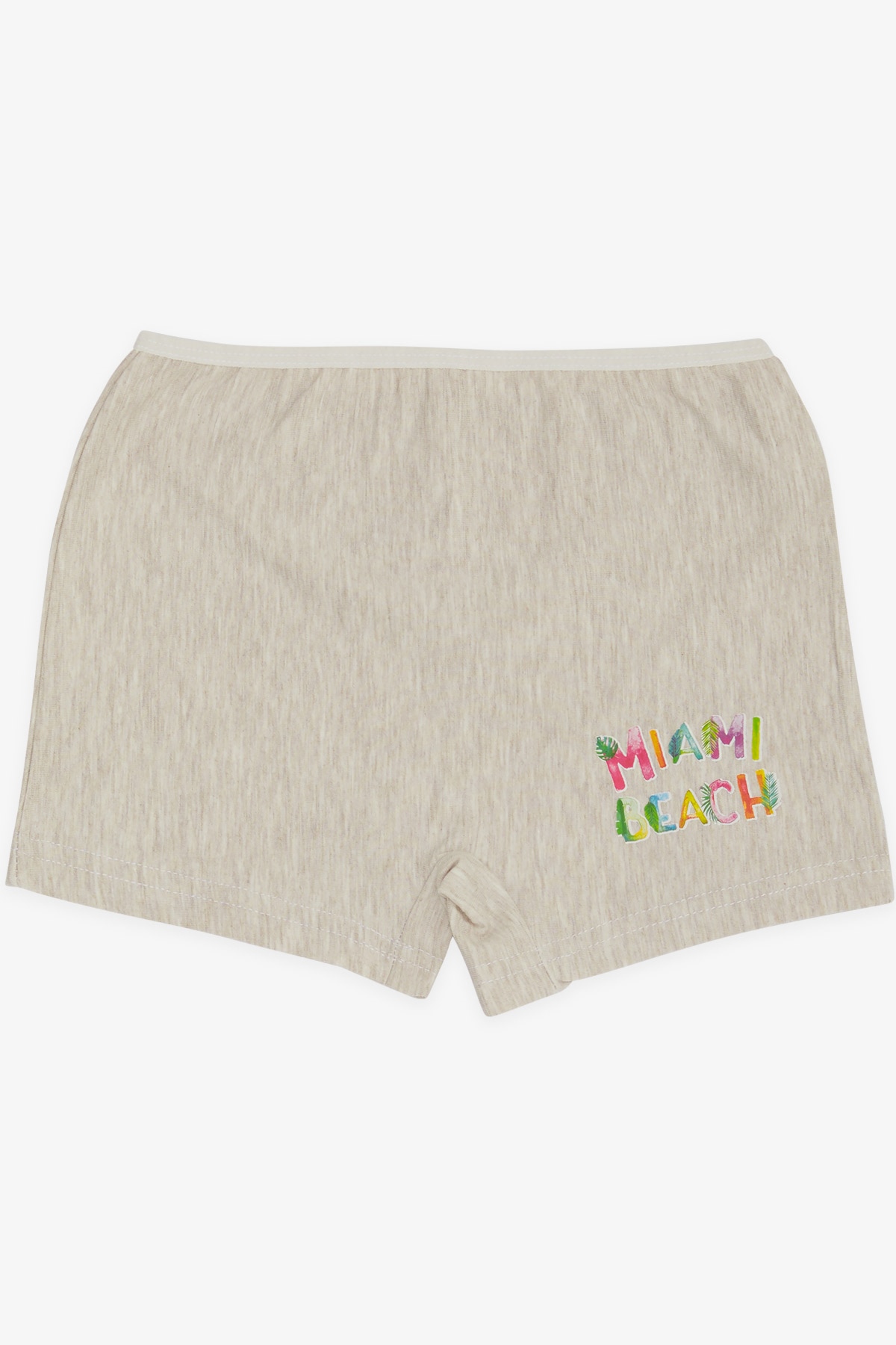Breeze Kız Çocuk Boxer Yazı Baskılı Bej Melanj (5-11 Yaş)