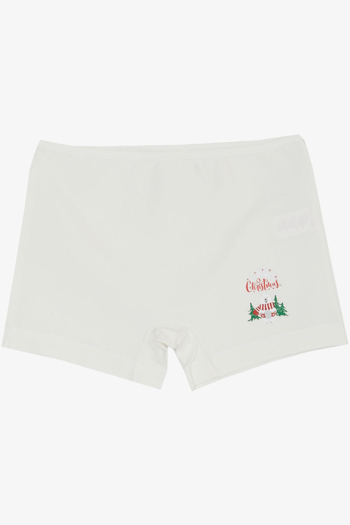 Breeze Kız Çocuk Boxer Yılbaşı Temalı Sevimli Kutup Ayıcığı Baskılı Ekru (5-11 Yaş)