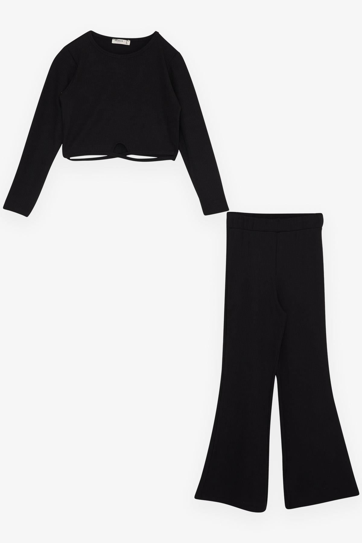Breeze Kız Çocuk Crop Taytlı Takım Siyah (8-14 Yaş)