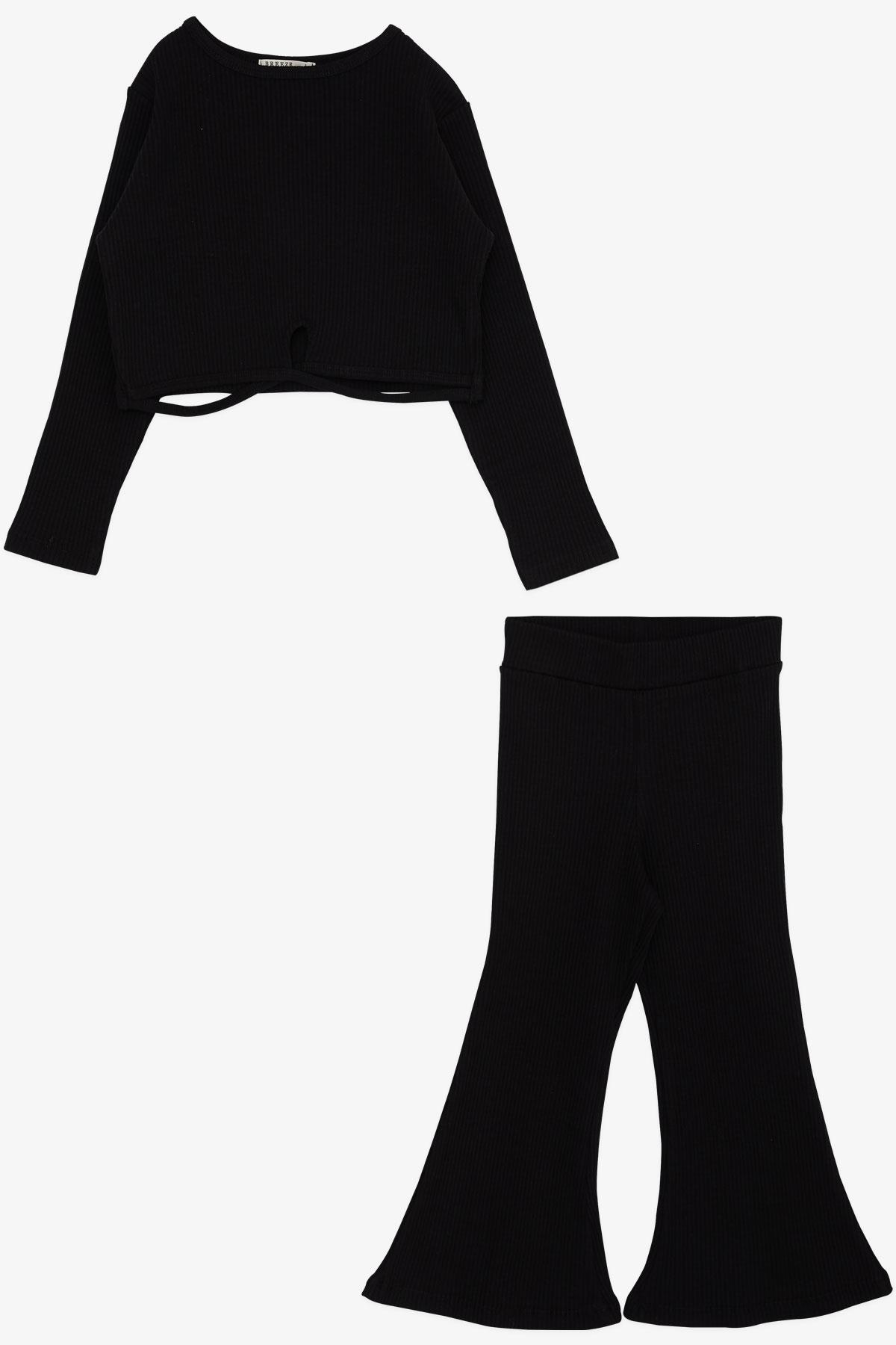 Breeze Kız Çocuk Crop Taytlı Takım Siyah (3-7 Yaş)
