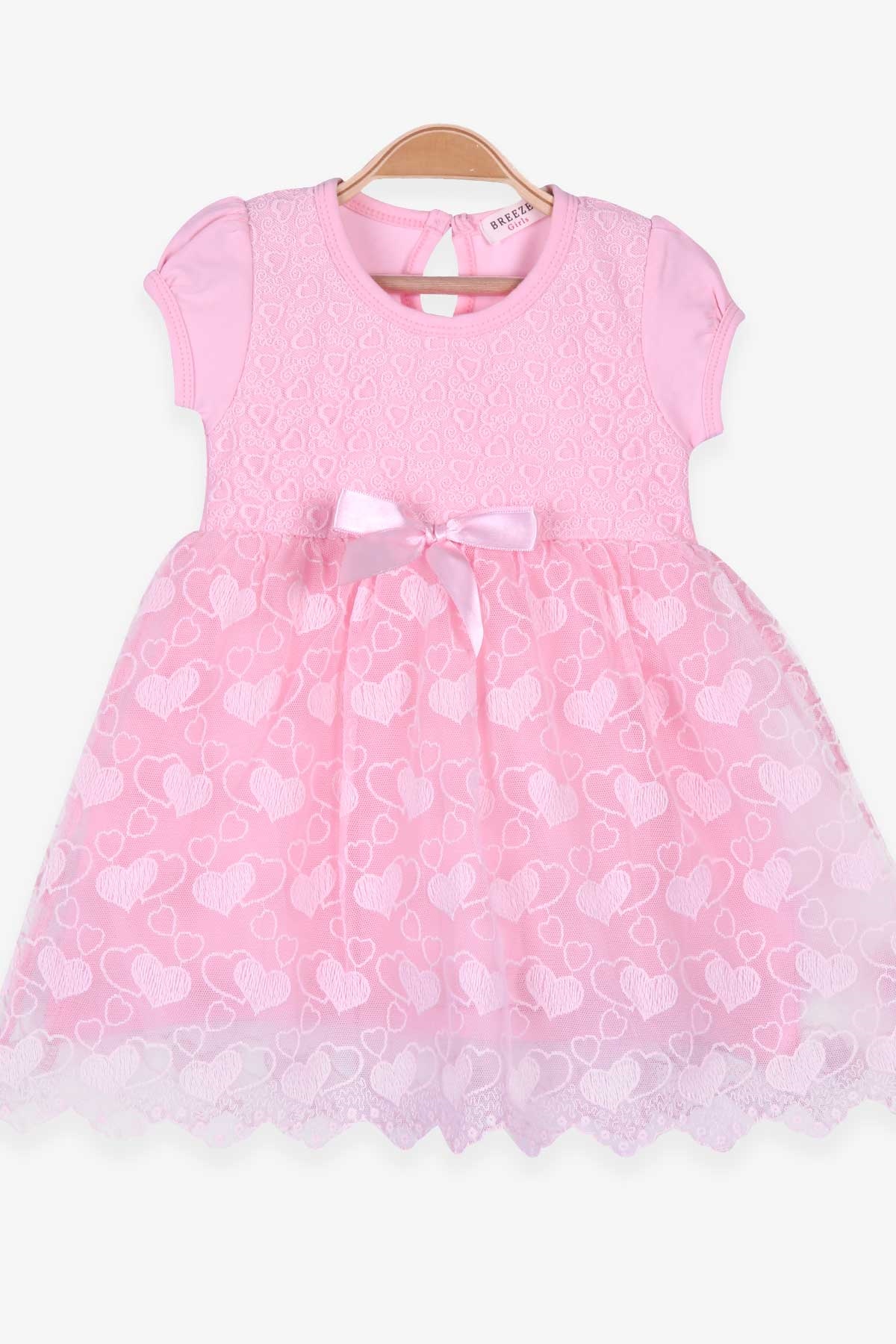 Breeze Kız Çocuk Elbise Basic Kalp Nakışlı Tüllü Pudra (1.5-5 Yaş)