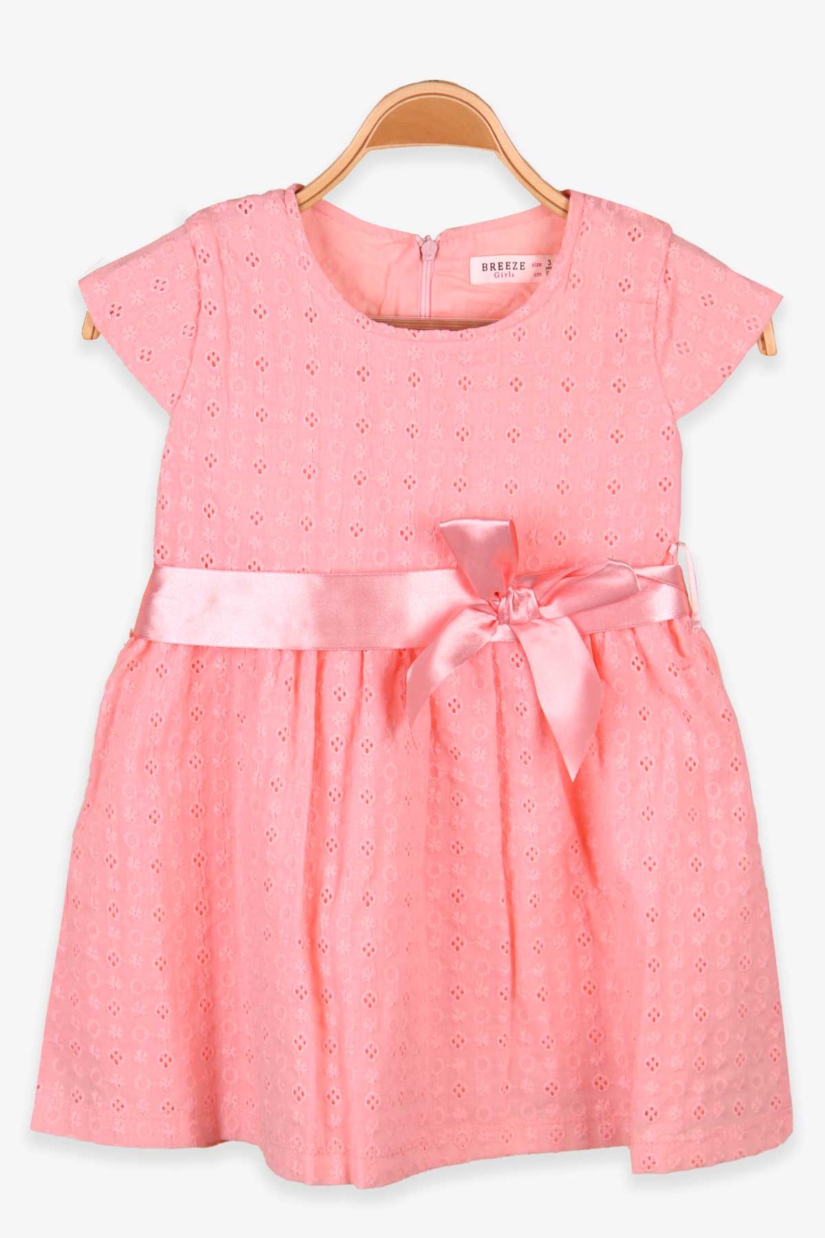 Breeze Kız Çocuk Elbise Basic Kurdeleli Somon (3-8 Yaş)