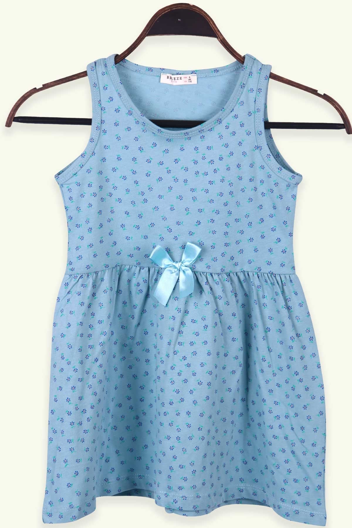 Breeze Kız Çocuk Elbise Çiçek Desenli Açık Mavi (6-10 Yaş)