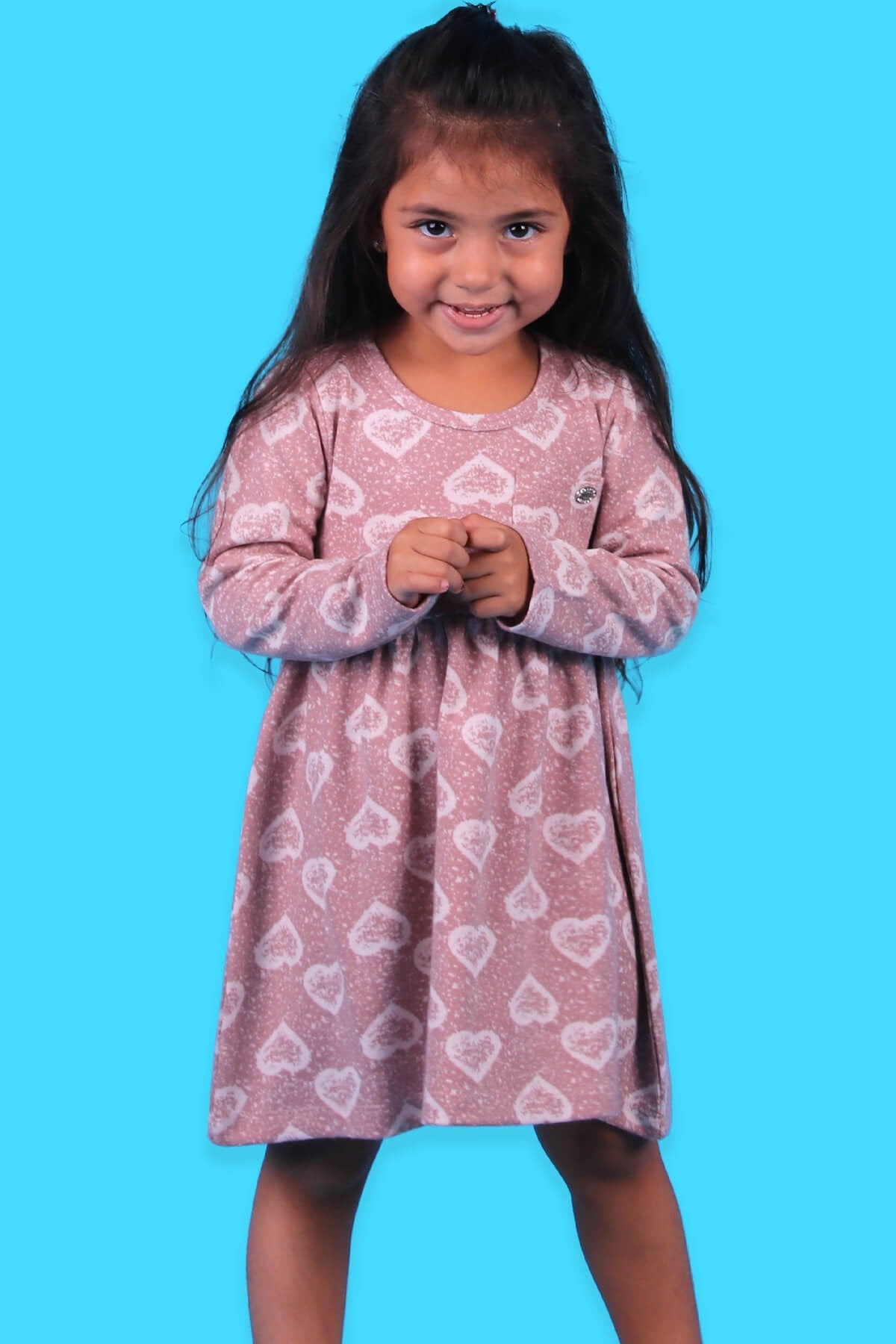 Breeze Kız Çocuk Elbise Kalp Desenli Gülkurusu (1.5-5 Yaş)