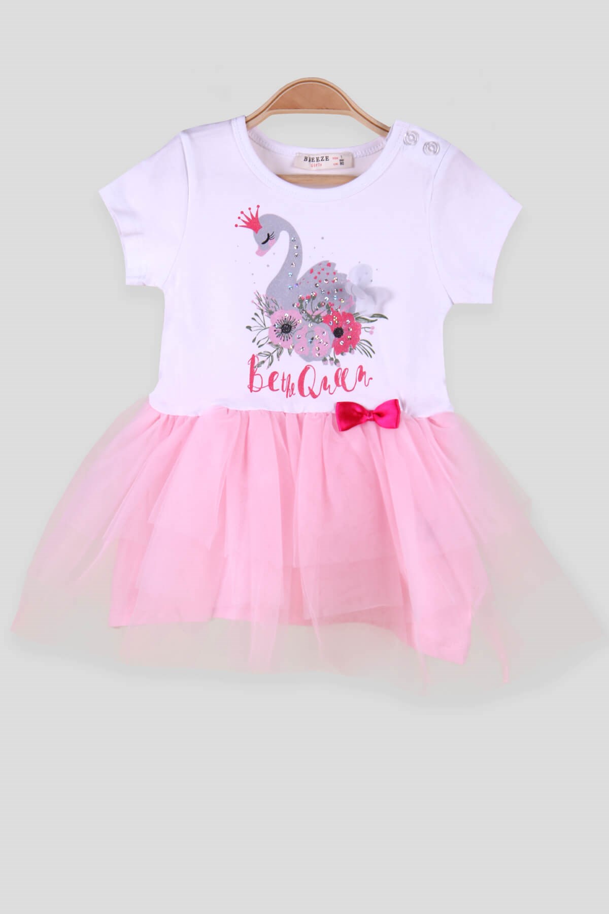 Breeze Kız Çocuk Elbise Kuğusu Pullu Simli Pembe (1-4 Yaş)