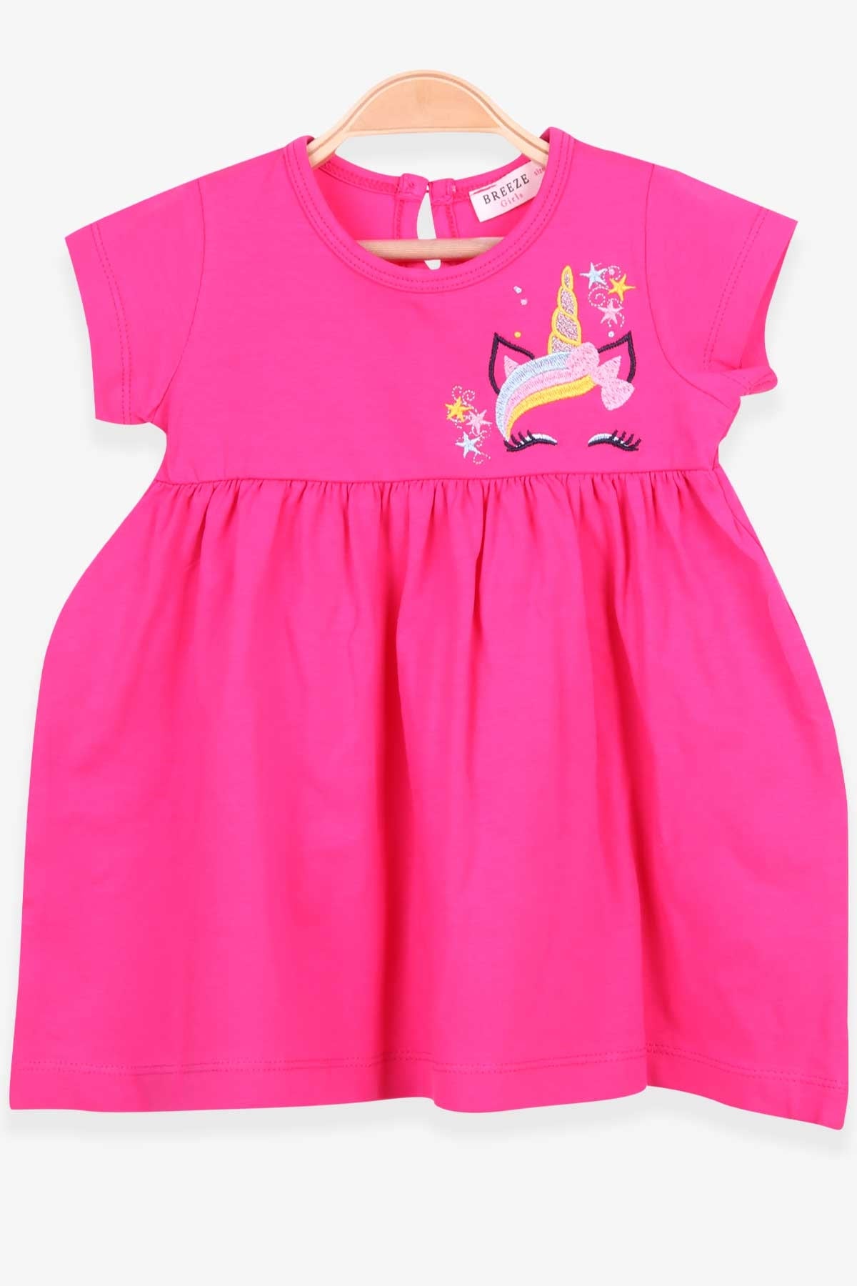 Breeze Kız Çocuk Elbise Nakışlı Unicorn Fuşya (1.5-5 Yaş)