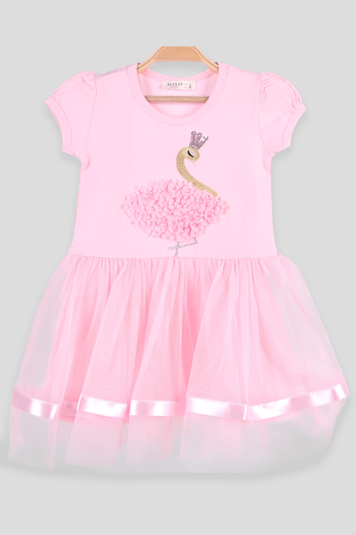 Breeze Kız Çocuk Elbise Ördekli Pembe (3-8 Yaş)