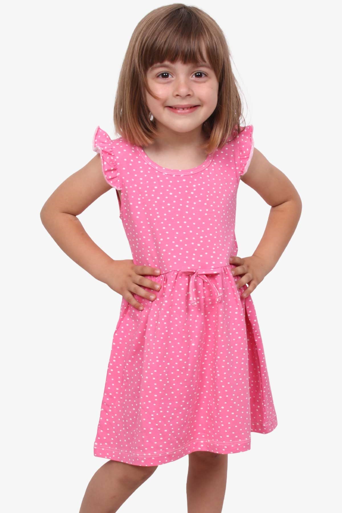 Breeze Kız Çocuk Elbise Puantiye Desenli Pembe (4-9 Yaş)