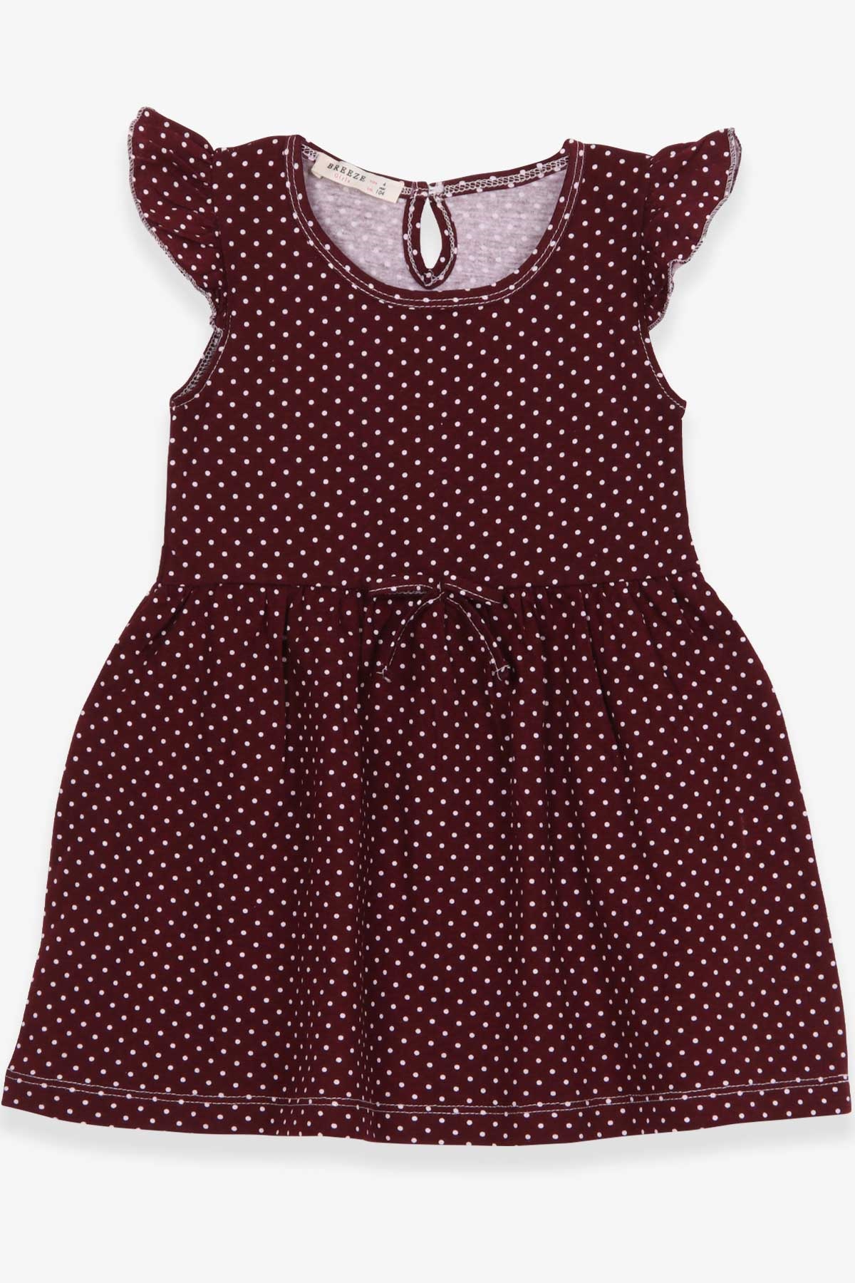 Breeze Kız Çocuk Elbise Puantiye Desenli Bordo (4-9 Yaş)