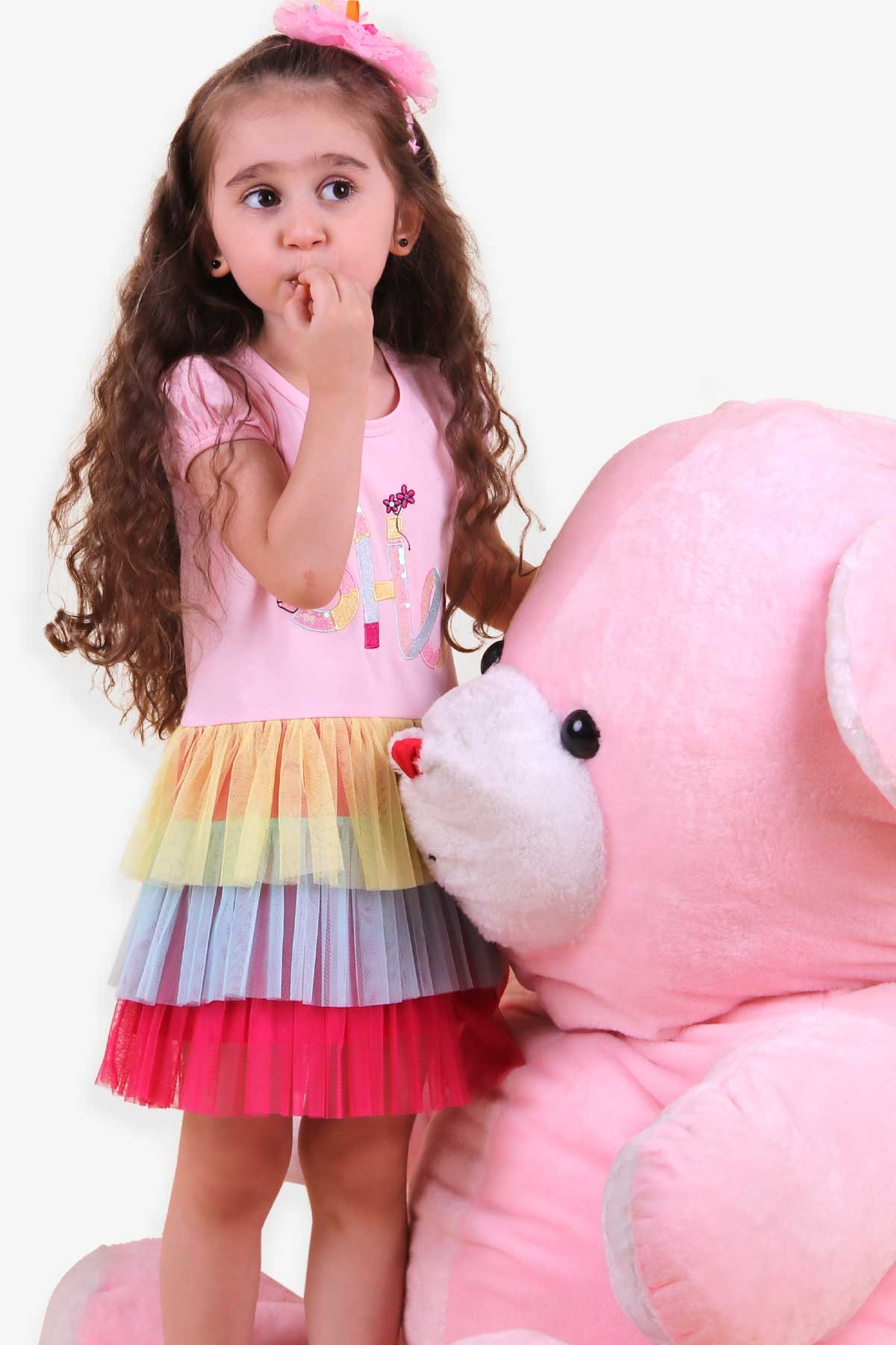 Breeze Kız Çocuk Elbise Pullu Tüllü Pembe (1.5-5 Yaş)