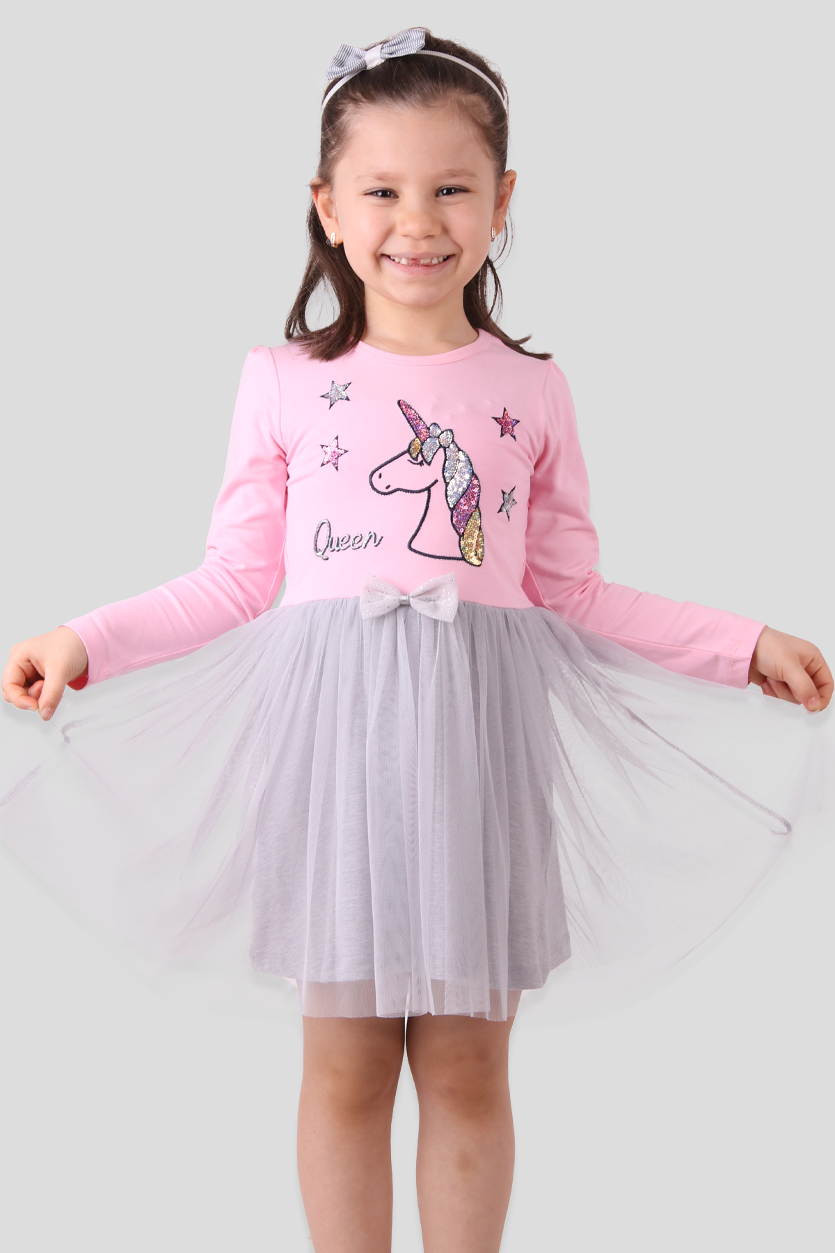 Pullu Unicorn lu Pembe 2-5 Yaş - Kız Çocuk Elbisesi | Breeze