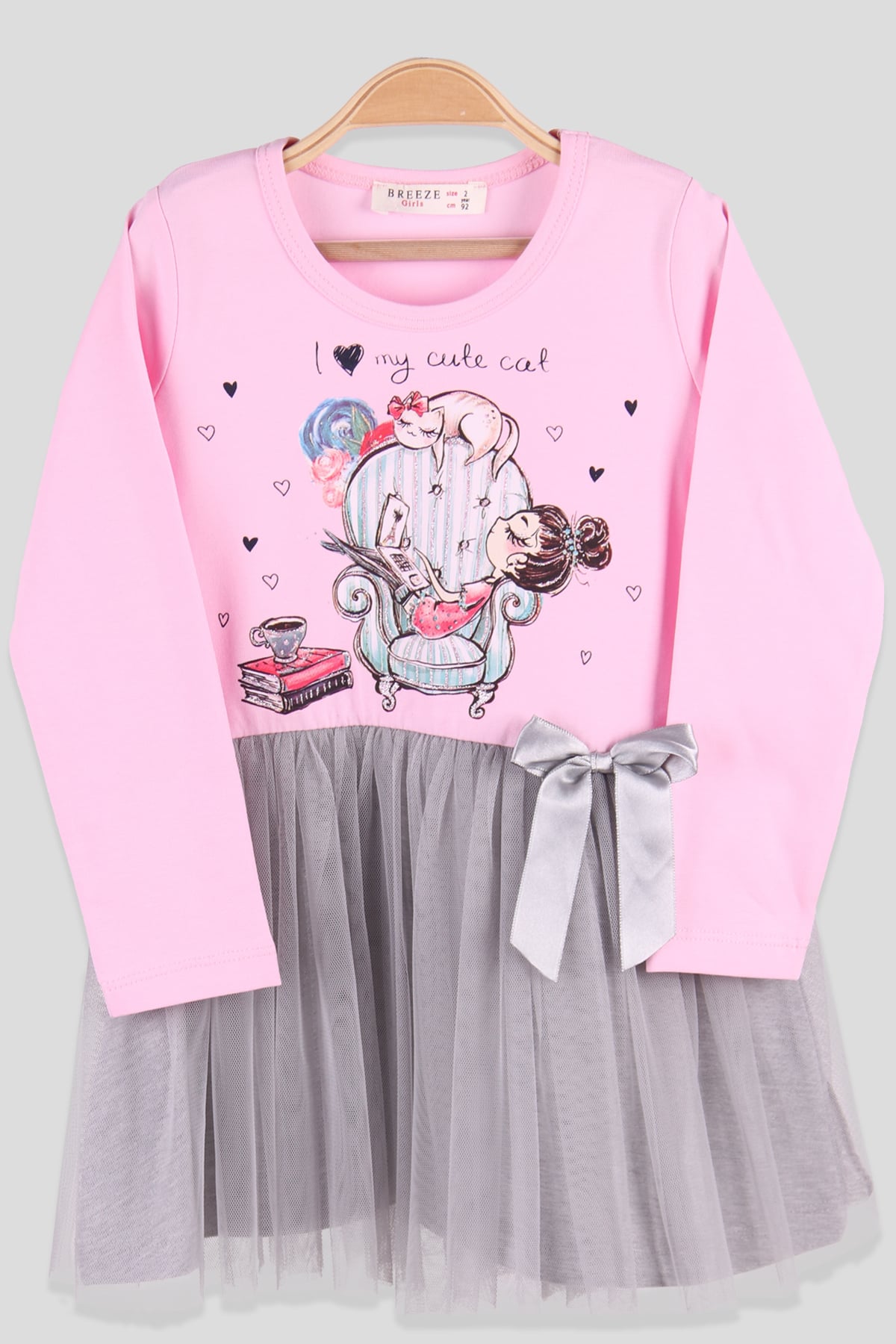 Breeze Kız Çocuk Elbise Simli Pembe (2-6 Yaş)