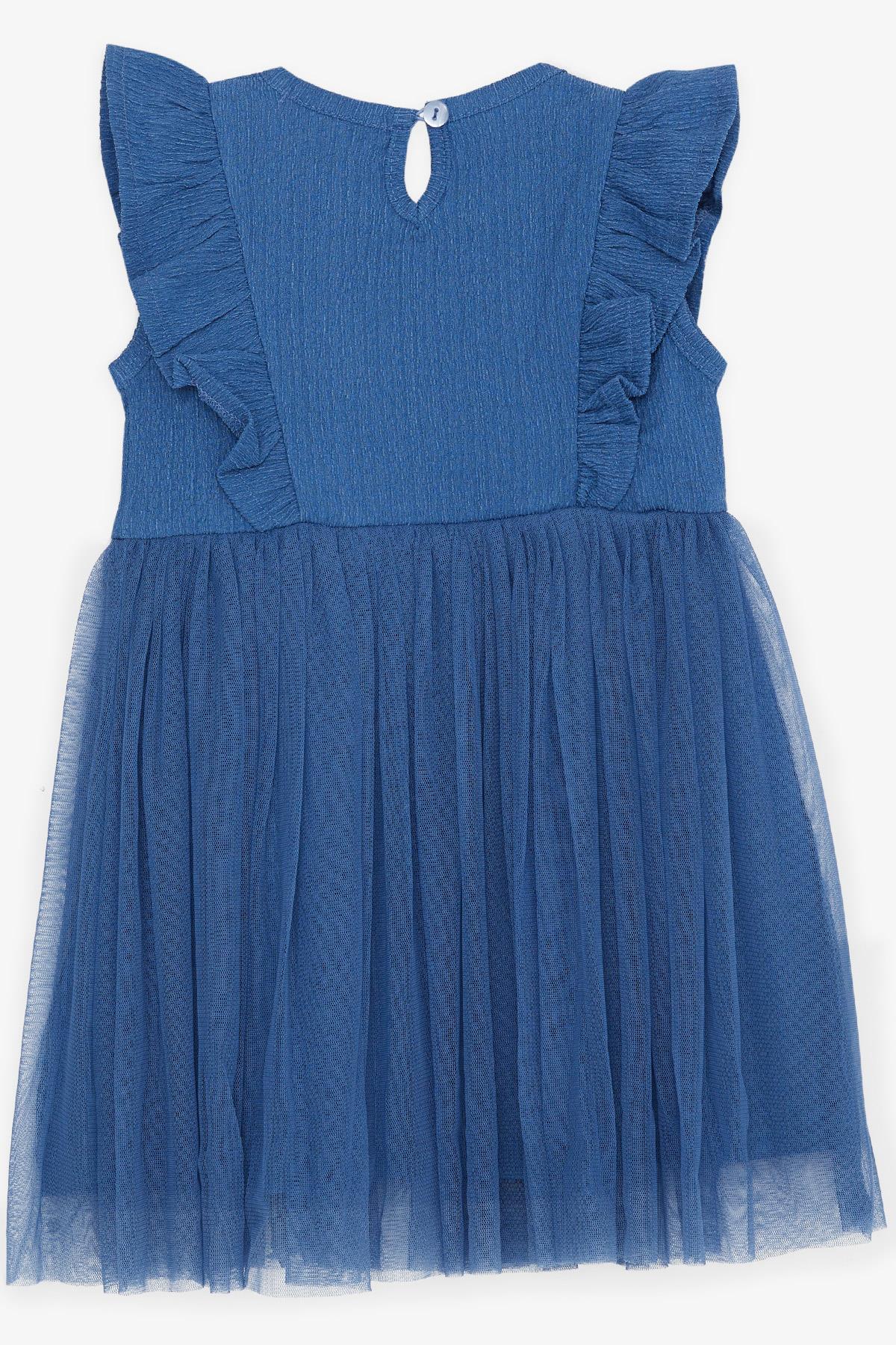 Kız Çocuk Elbise Tüllü Fırfırlı İndigo 3-6 Yaş - Yazlık Elbiseler | Breeze