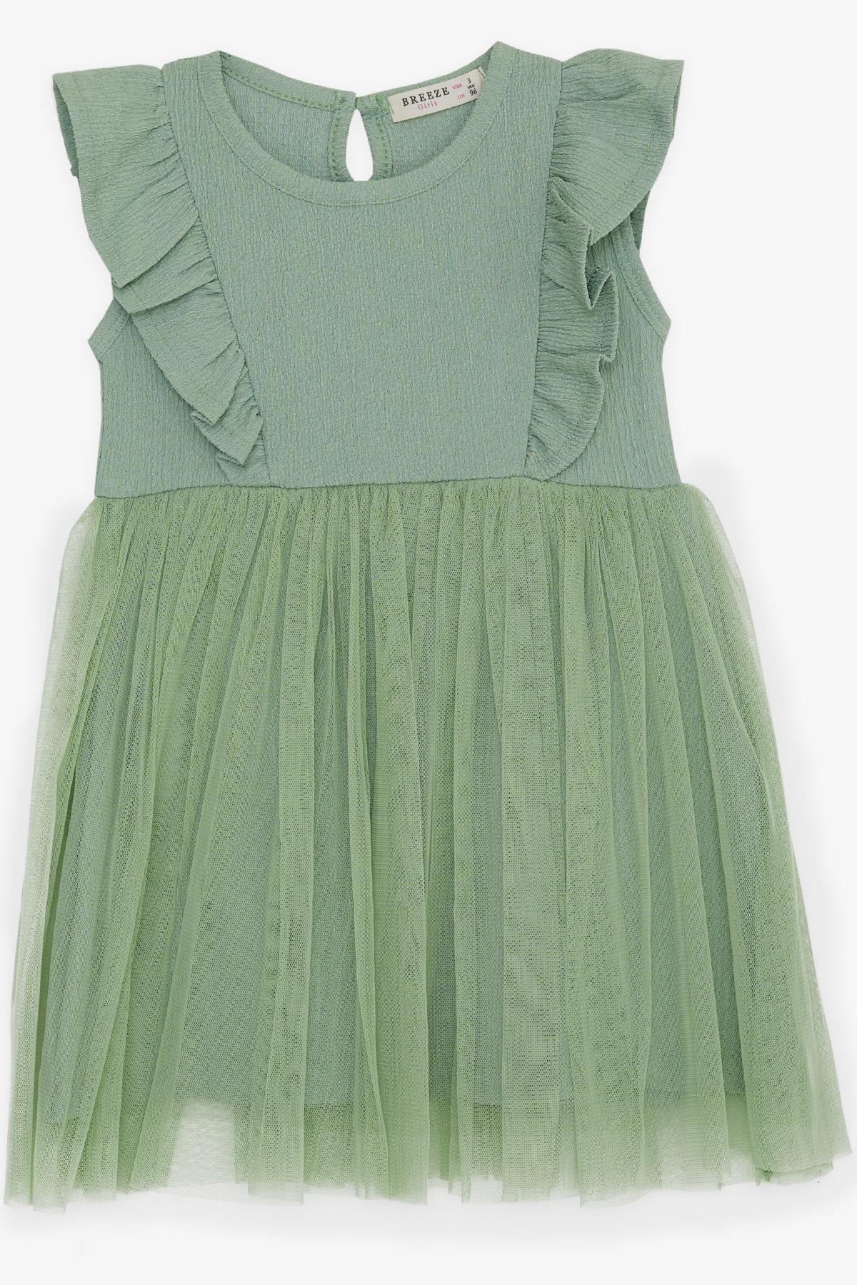 Kız Çocuk Elbise Tüllü Fırfırlı Mint Yeşili 3-8 Yaş - Yazlık Elbiseler |  Breeze
