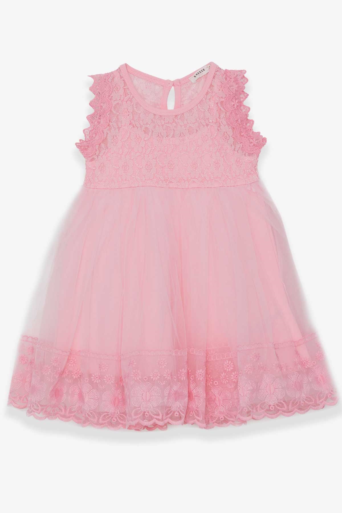 Breeze Kız Çocuk Elbise Tüllü Güpürlü Pembe (4-9 Yaş)