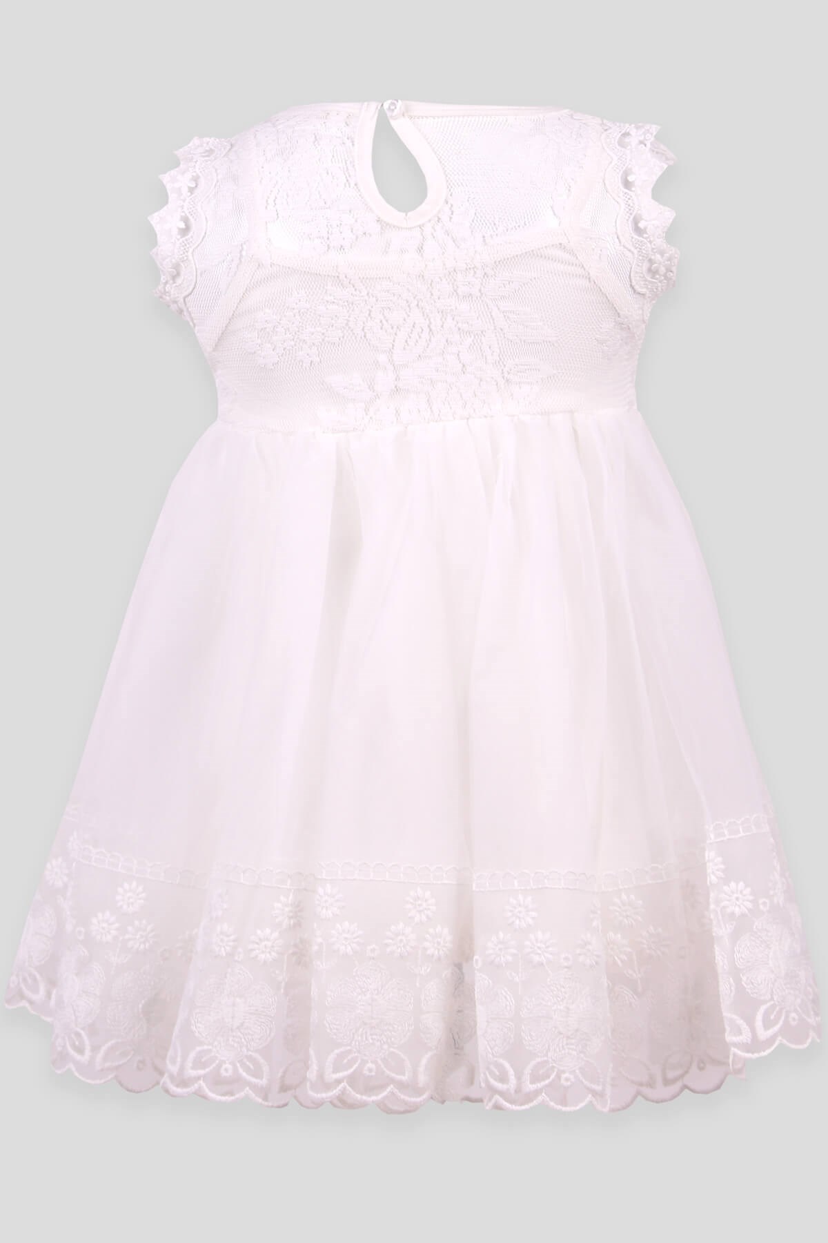 Tüllü Güpürlü Beyaz - Kız Çocuk Elbisesi 4-9 Yaş | Breeze