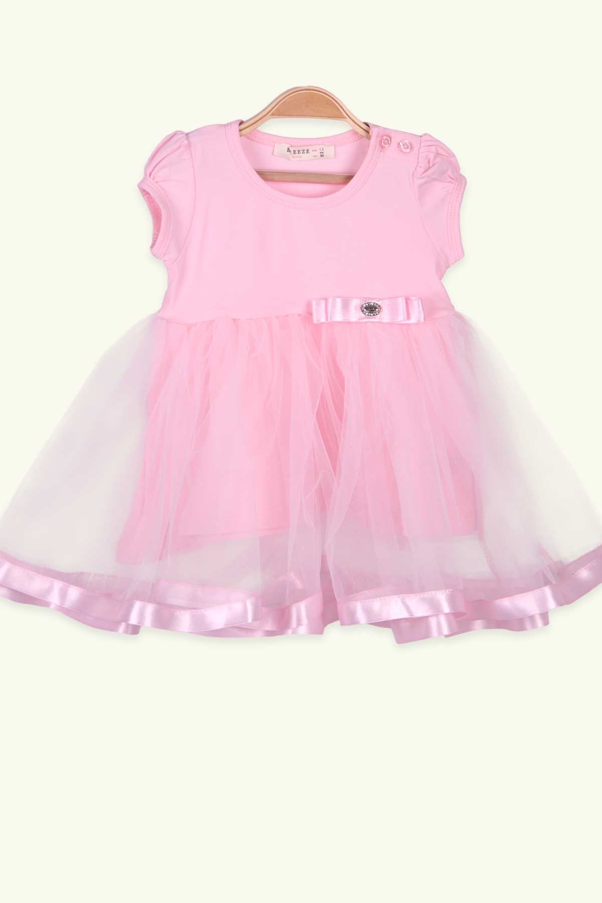 Breeze Kız Çocuk Elbise Tüllü Pudra (1.5-5 Yaş)