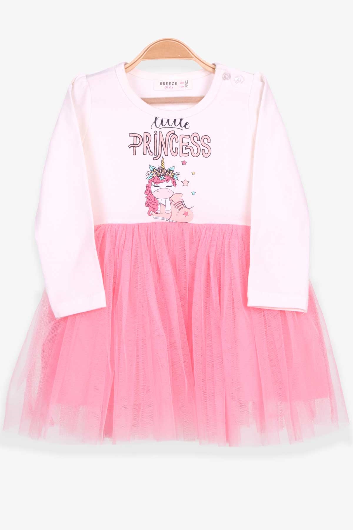 Breeze Kız Çocuk Elbise Unicorn Baskılı Ekru (1.5-5 Yaş)