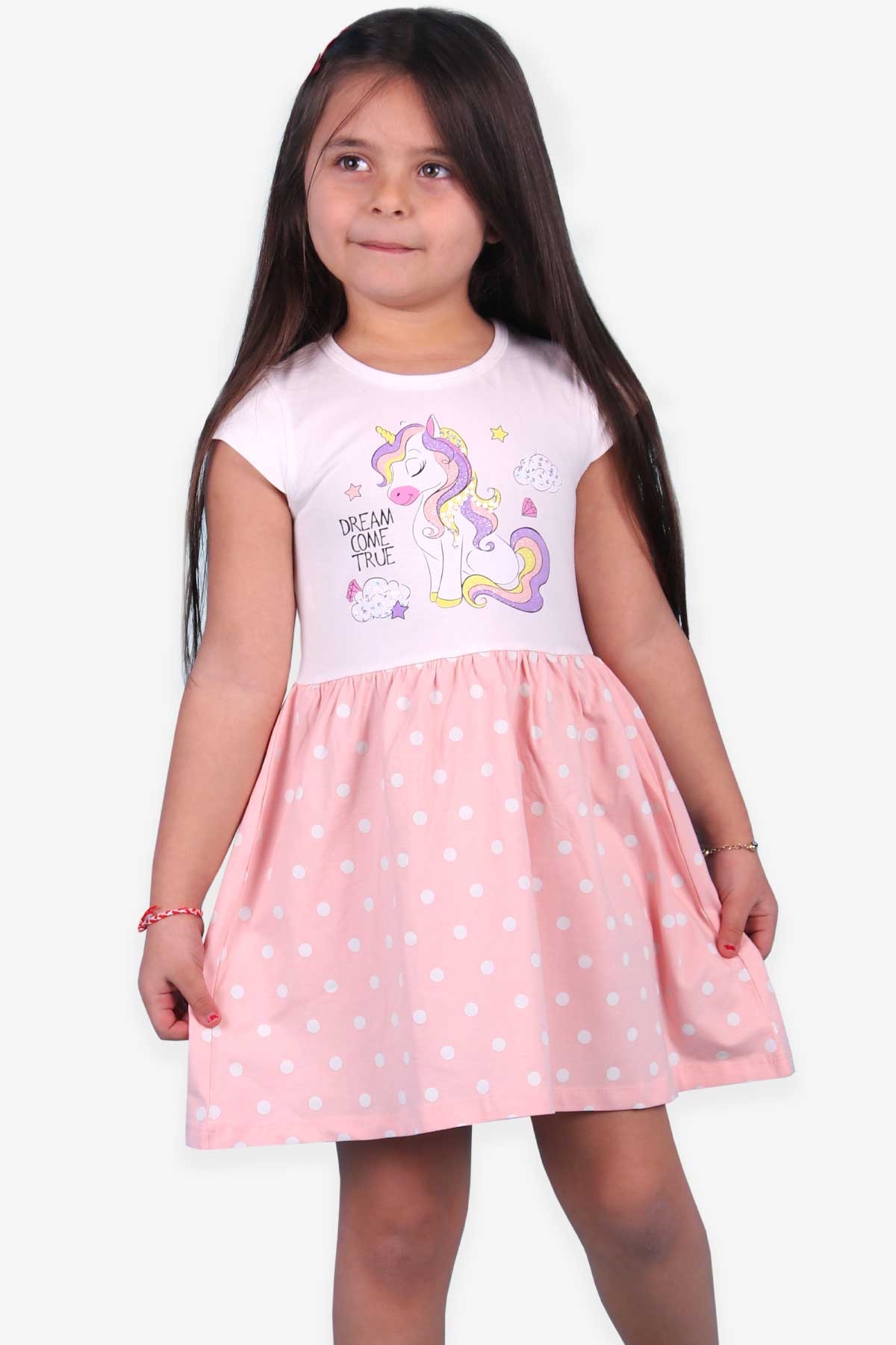 Breeze Kız Çocuk Elbise Unicorn Beyaz (3-8 Yaş)