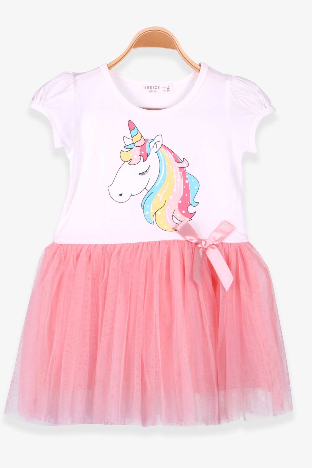 Breeze Kız Çocuk Elbise Unicorn Ekru (3-8 Yaş)