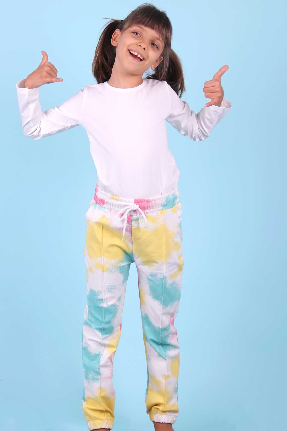 Breeze Kız Çocuk Eşofman Altı Batik Desenli Karışık Renk (7-14 Yaş)