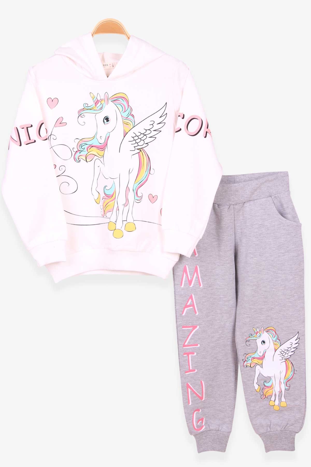 Breeze Kız Çocuk Eşofman Takım Unicorn Ekru (3-8 Yaş)