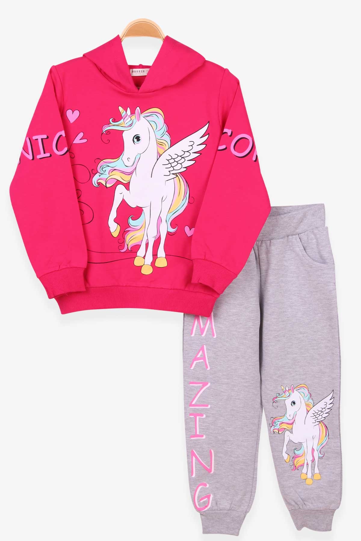 Breeze Kız Çocuk Eşofman Takım Unicorn Fuşya (3-8 Yaş)