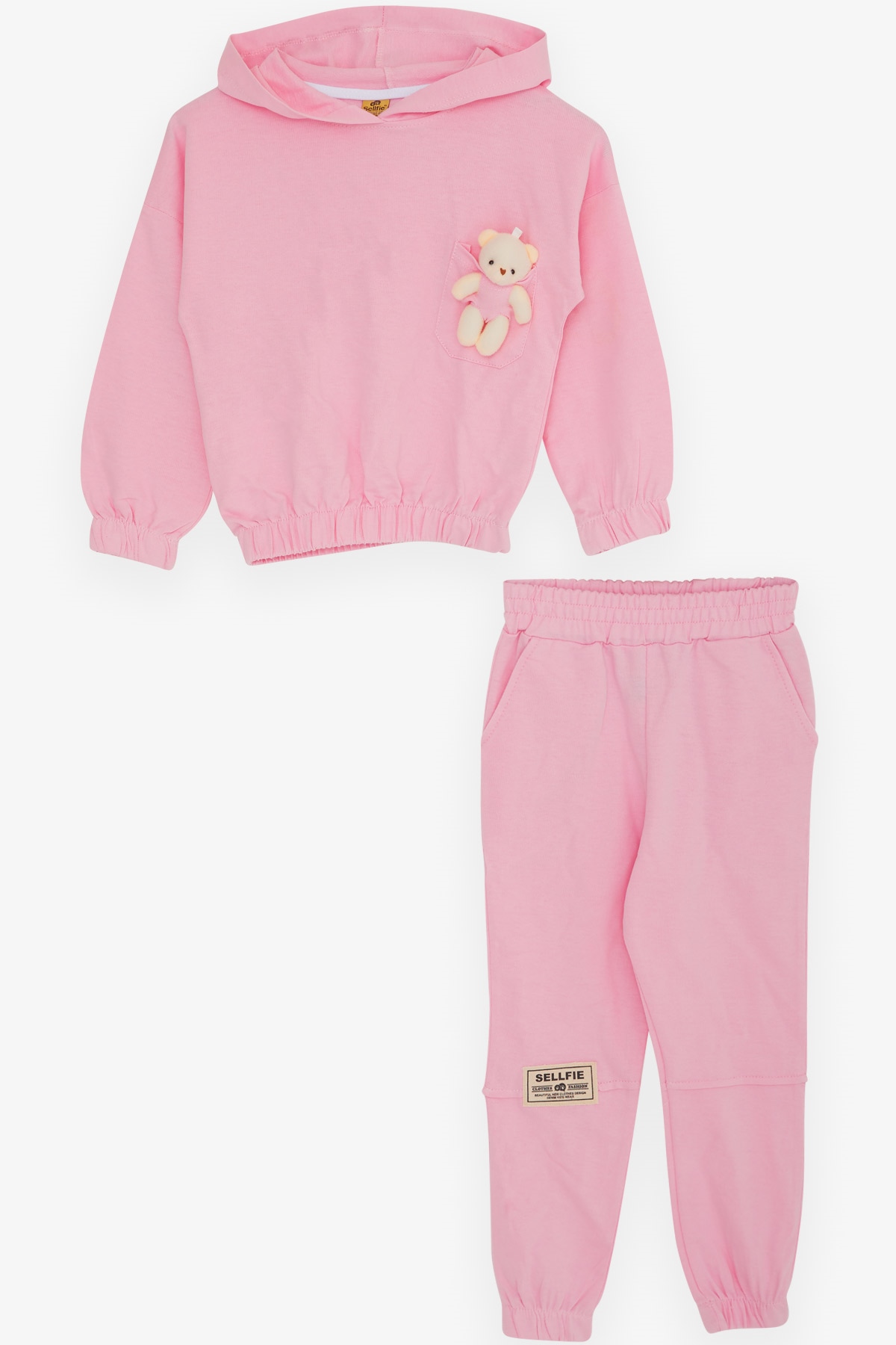 Breeze Kız Çocuk Eşofman Takımı Ayıcık Aksesuarlı Pembe (5-9 Yaş)