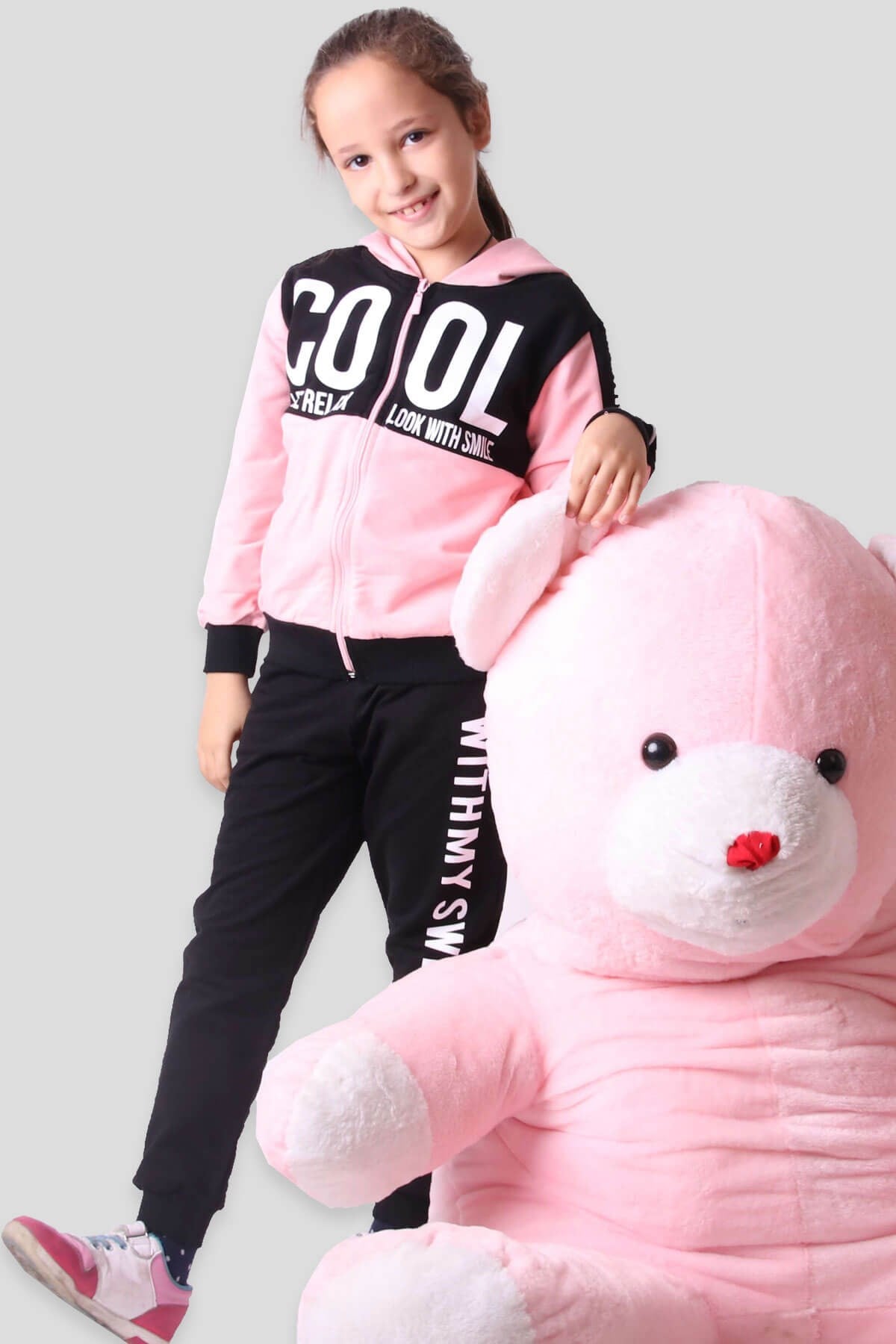 Breeze Kız Çocuk Eşofman Takımı Cool Somon-Lacivert (6-12 Yaş)