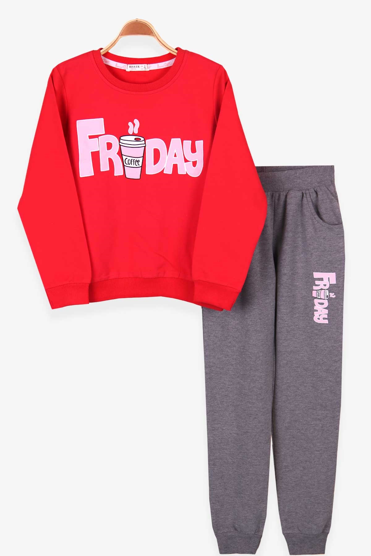 Breeze Kız Çocuk Eşofman Takımı Friday Baskılı Narçiçeği (8-12 Yaş)
