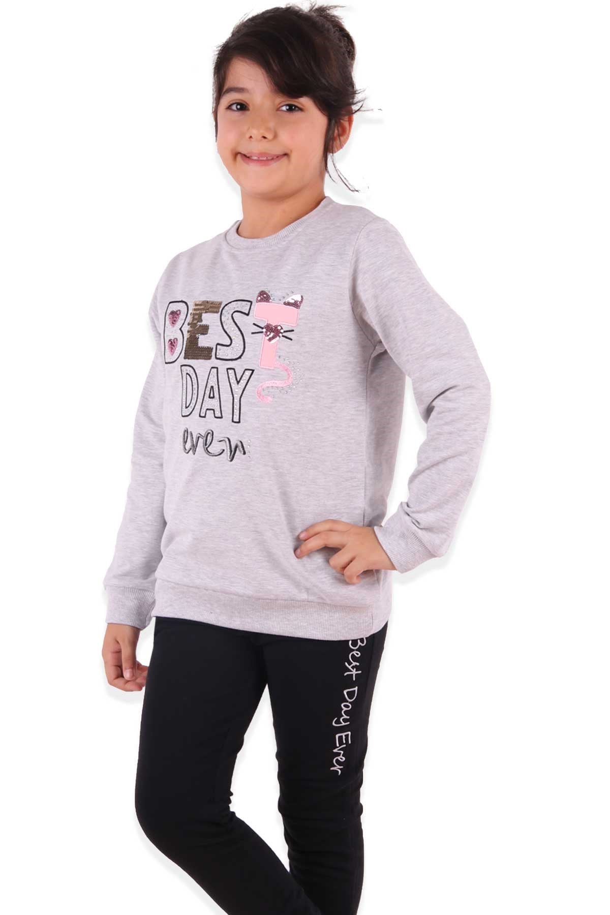 BREEZE Kız Çocuk Eşofman Takımı Gri (4-9 Yaş)