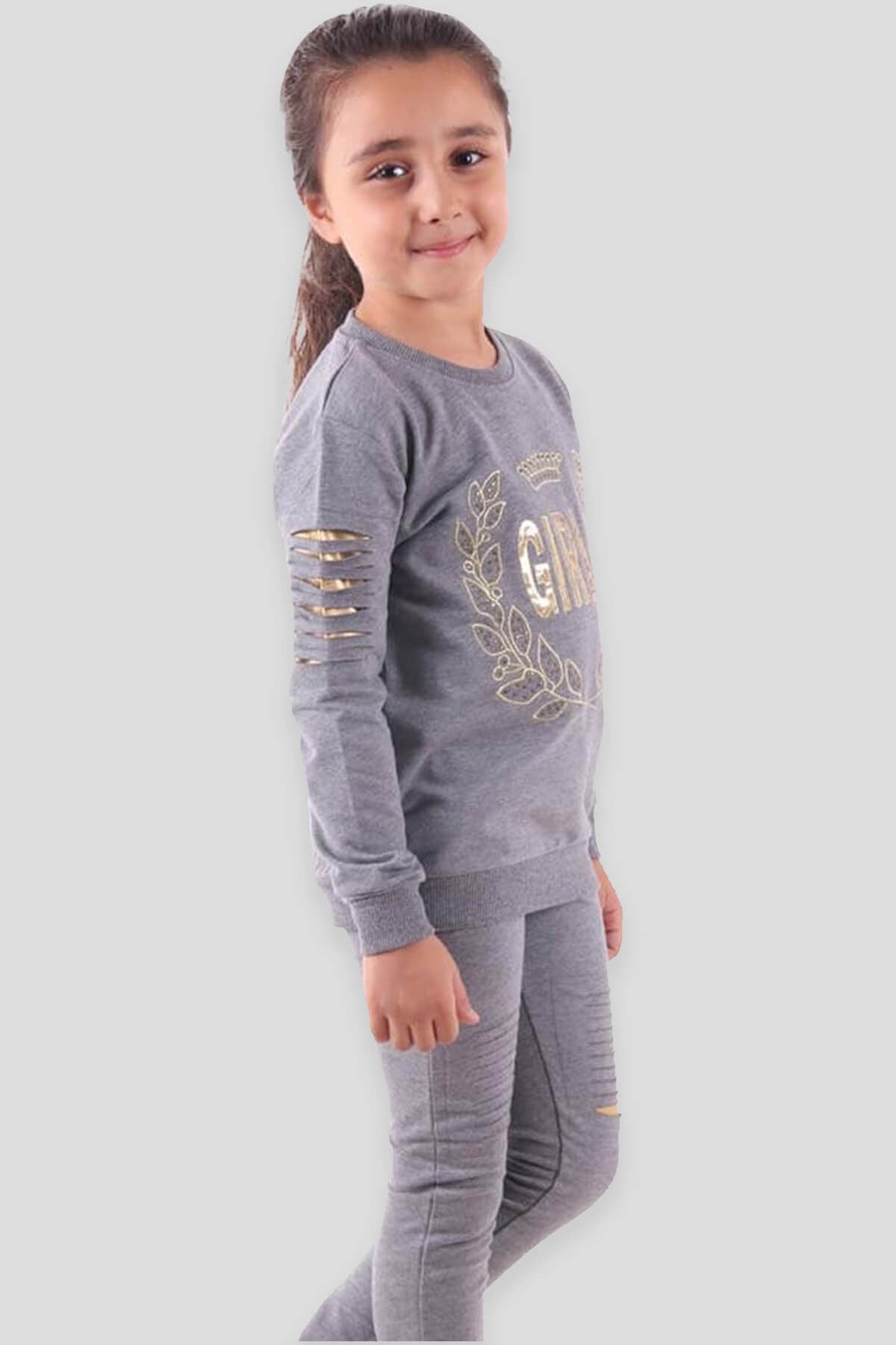 Breeze Kız Çocuk Eşofman Takımı Gri (6-12 Yaş)
