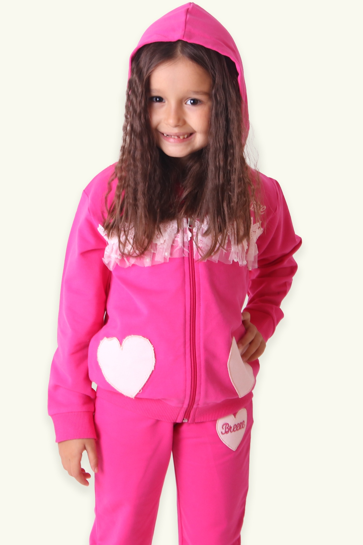 Breeze Kız Çocuk Eşofman Takımı Kapüşonlu Pembe (1.5-4 Yaş)