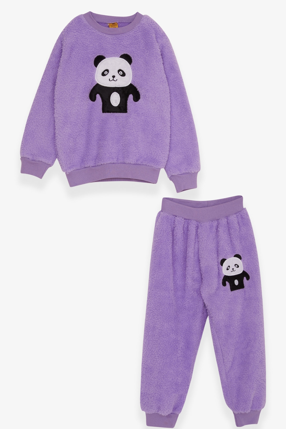 Breeze Kız Çocuk Eşofman Takımı Peluş Pandacık Nakışlı Lila (4-5-7-8 Yaş)
