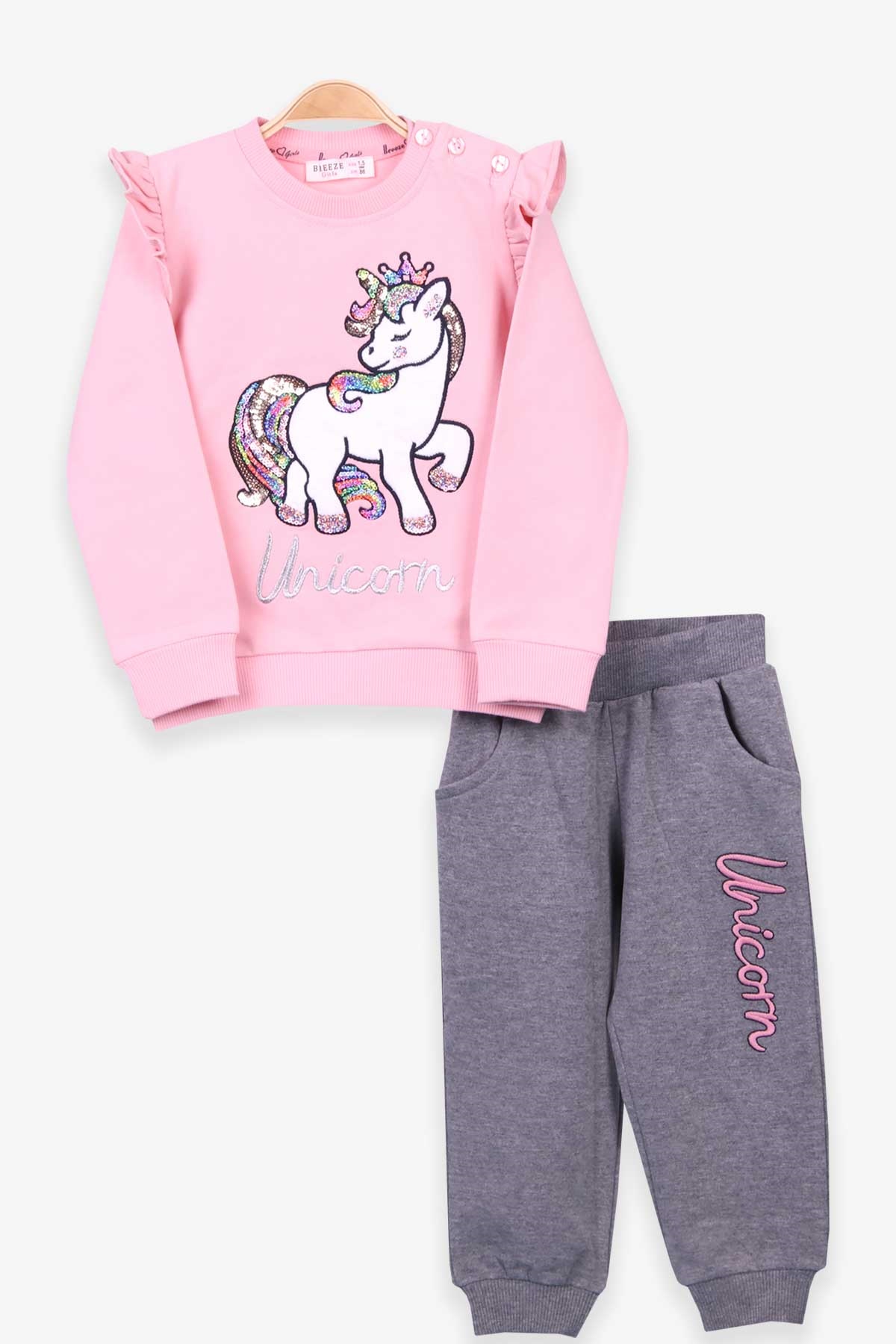 Breeze Kız Çocuk Eşofman Takımı Unicorn Pudra (1.5-5 Yaş)