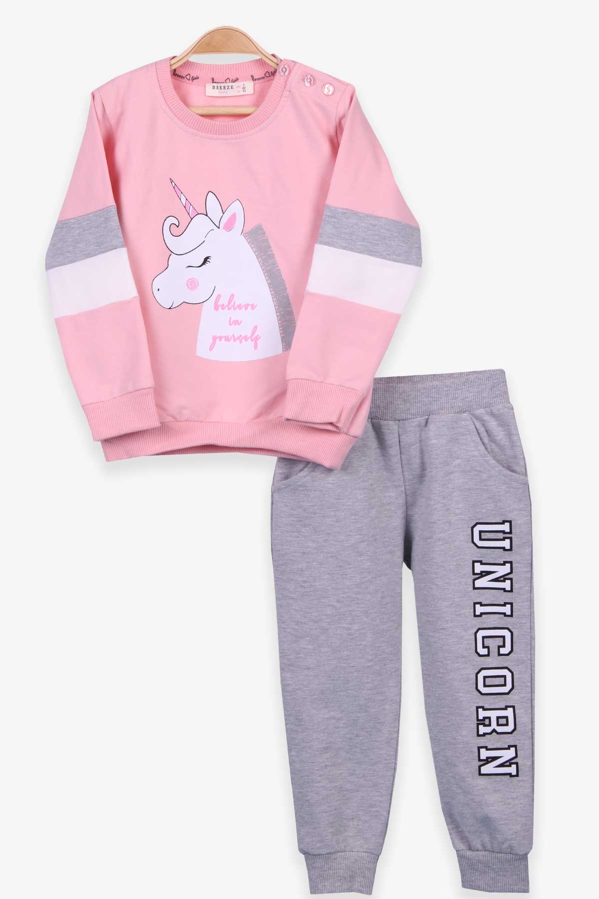 Breeze Kız Çocuk Eşofman Takımı Unicorn Pudra (2-6 Yaş)