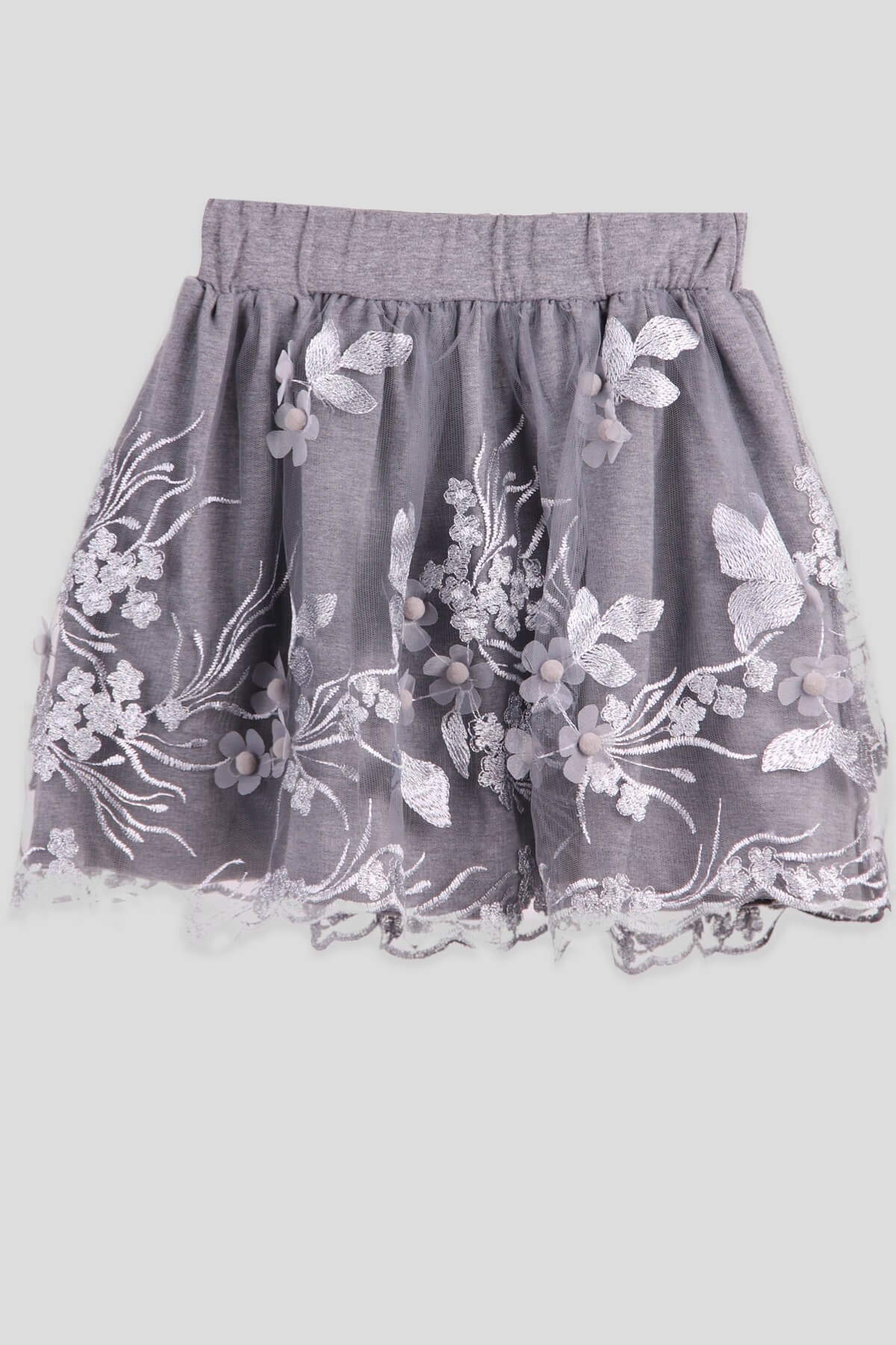 Breeze Kız Çocuk Etek Güpürlü Füme (6-12 Yaş)