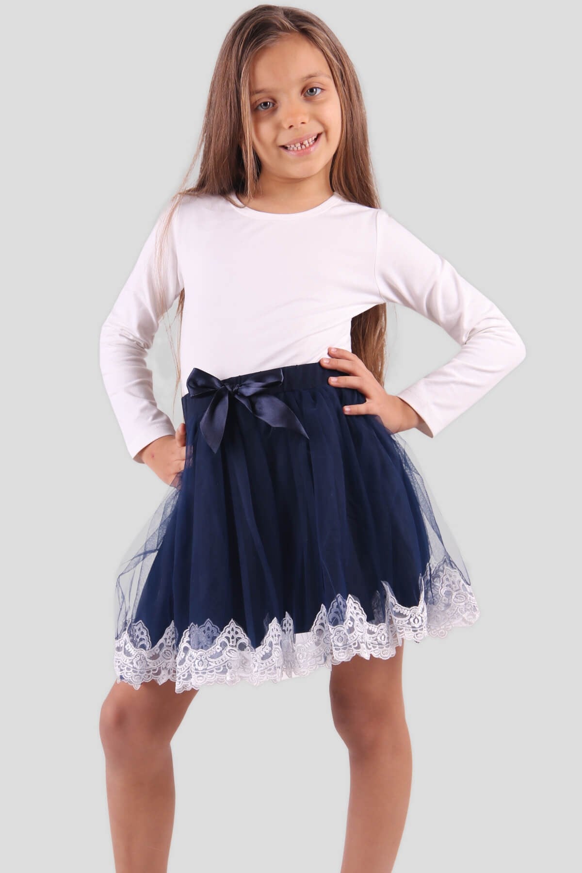 Breeze Kız Çocuk Etek Güpürlü Lacivert (6-12 Yaş)