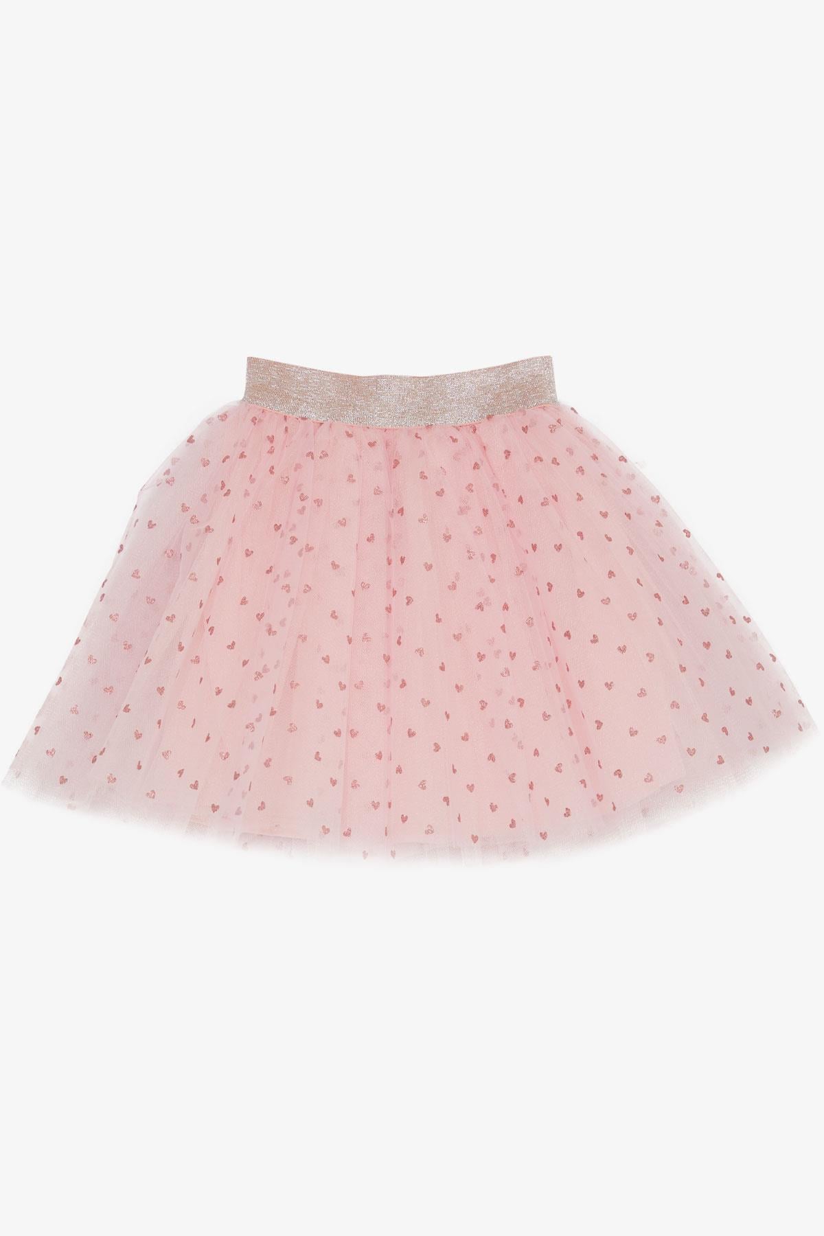 Breeze Kız Çocuk Etek Simli Kalpli Tüllü Pembe (5-10 Yaş)
