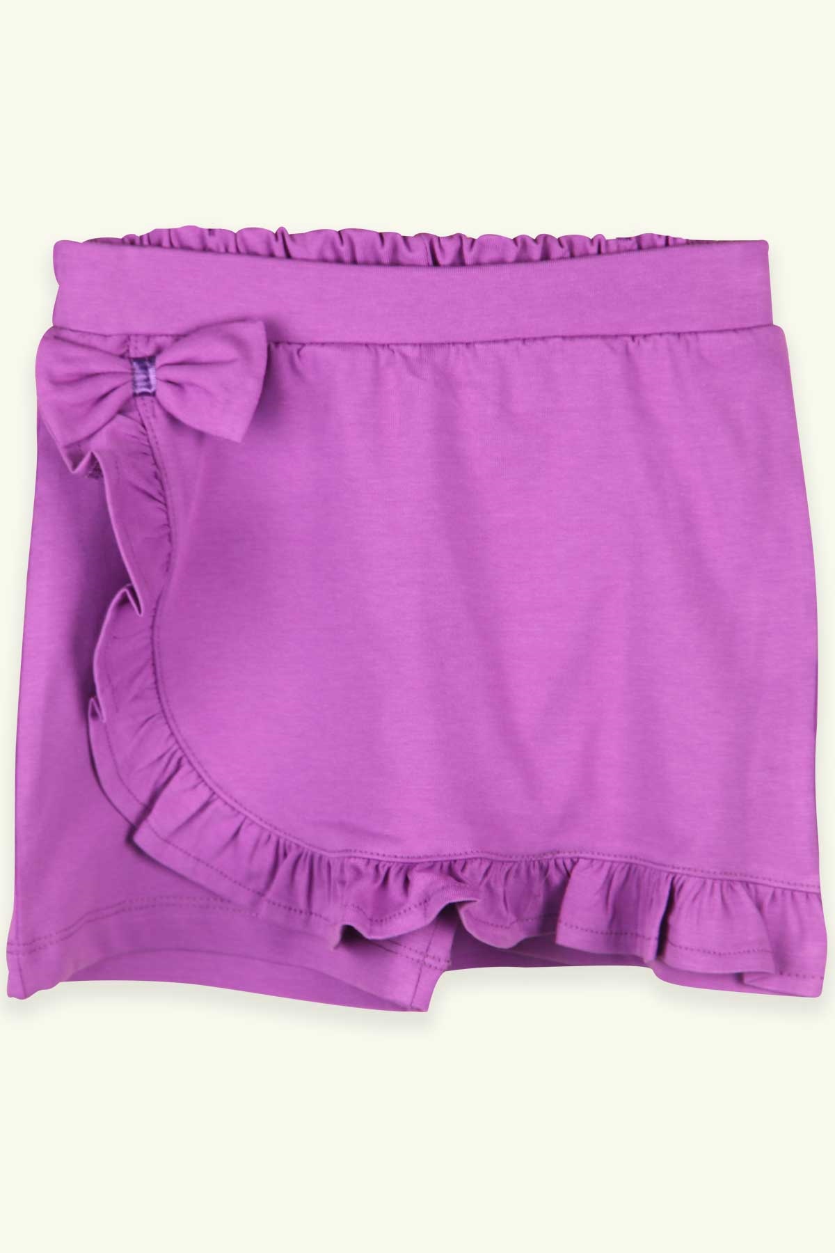 Breeze Kız Çocuk Etek Şort Fırfırlı Fiyonklu Lila (6-10 Yaş)