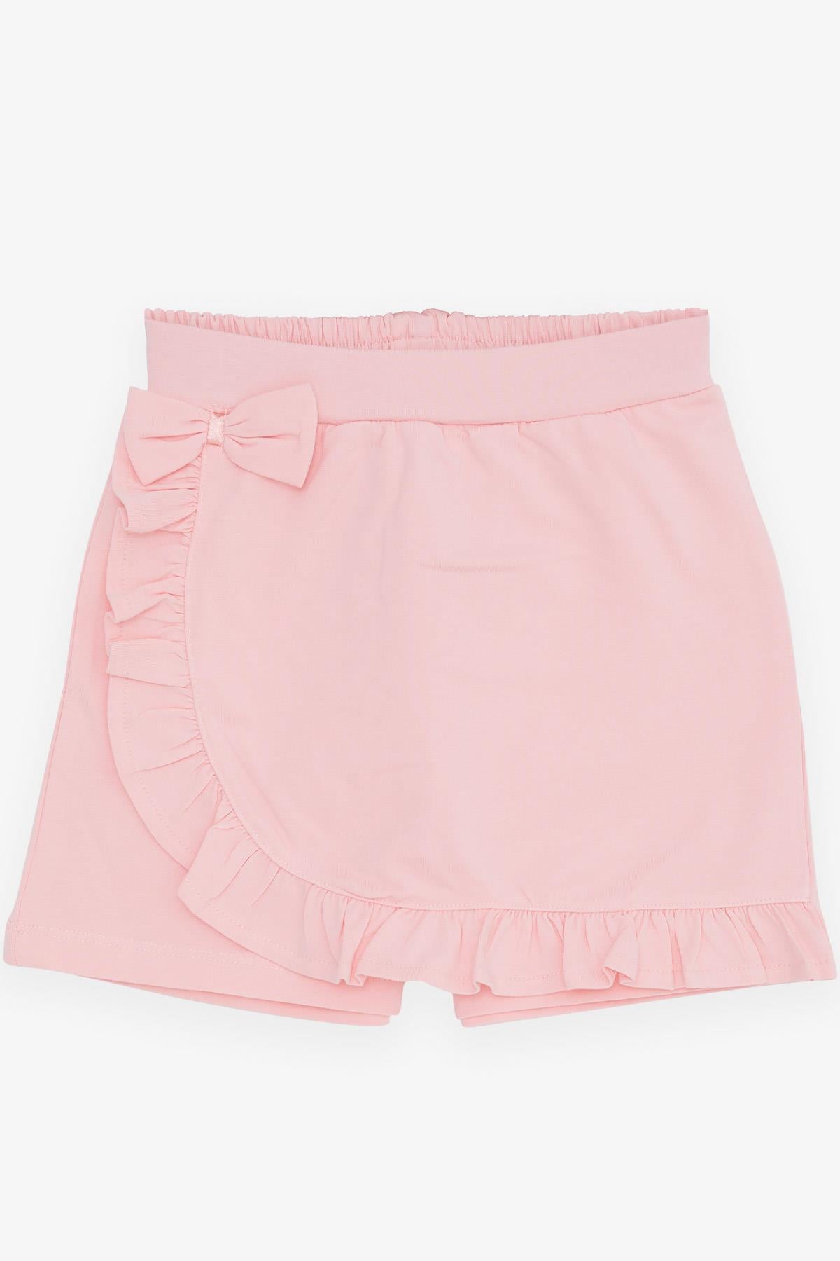Breeze Kız Çocuk Etek Şort Fırfırlı Fiyonklu Pembe (6-10 Yaş)
