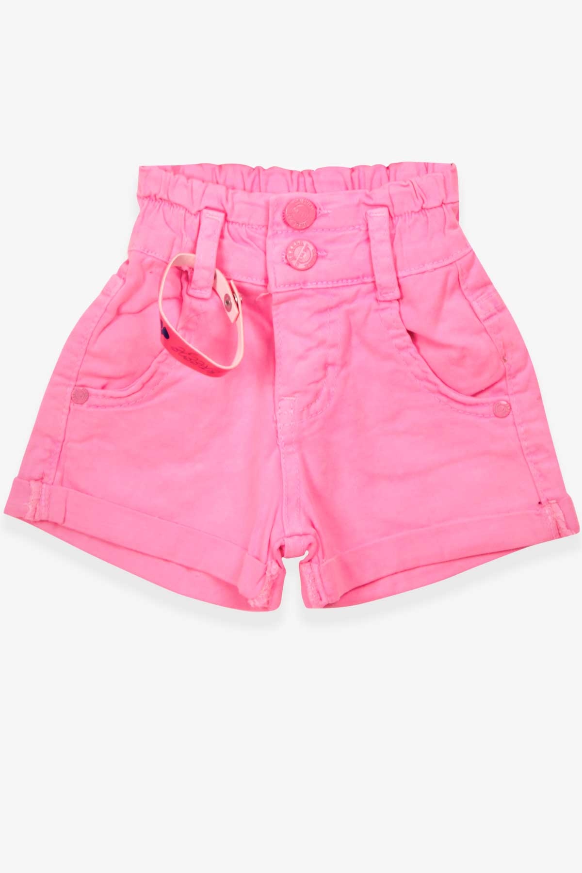 Breeze Kız Çocuk Gabardin Şort Bileklikli Neon Pembe (3-8 Yaş)
