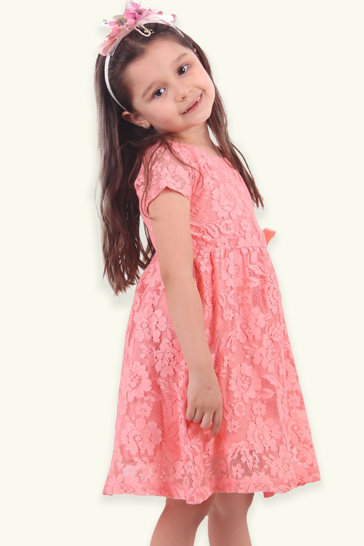 Somon 3-7 Yaş Kız Çocuk Güpürlü Elbise | Breeze