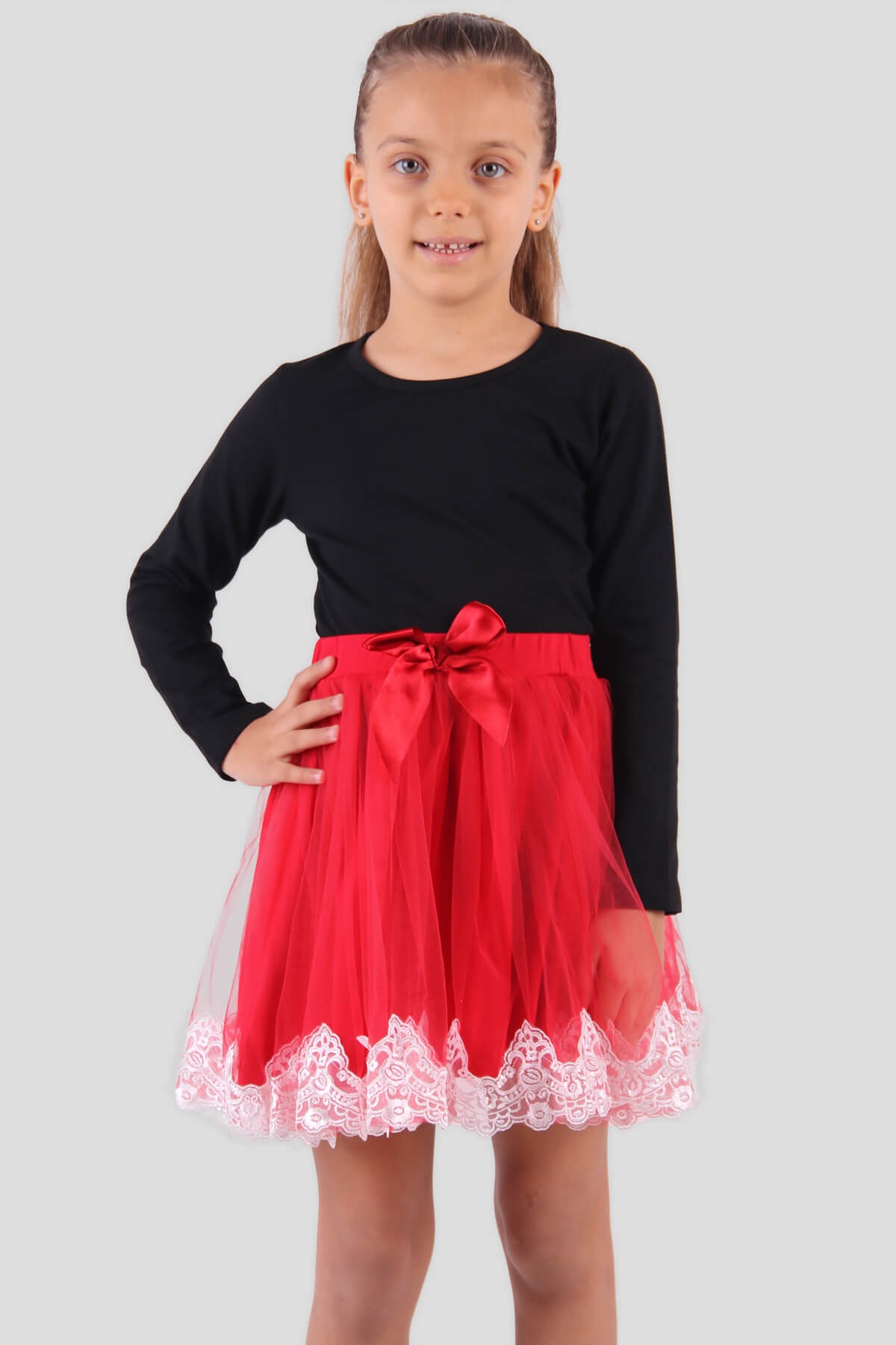 Breeze Kız Çocuk Güpürlü Etek Kırmızı (5-10 Yaş)