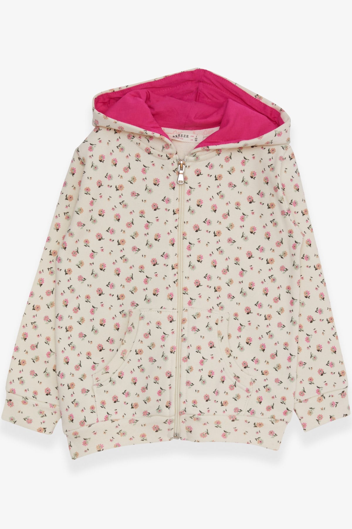 Breeze Kiz Çocuk Hirka Çiçek Desenli Ekru (1.5-5 Yaş)