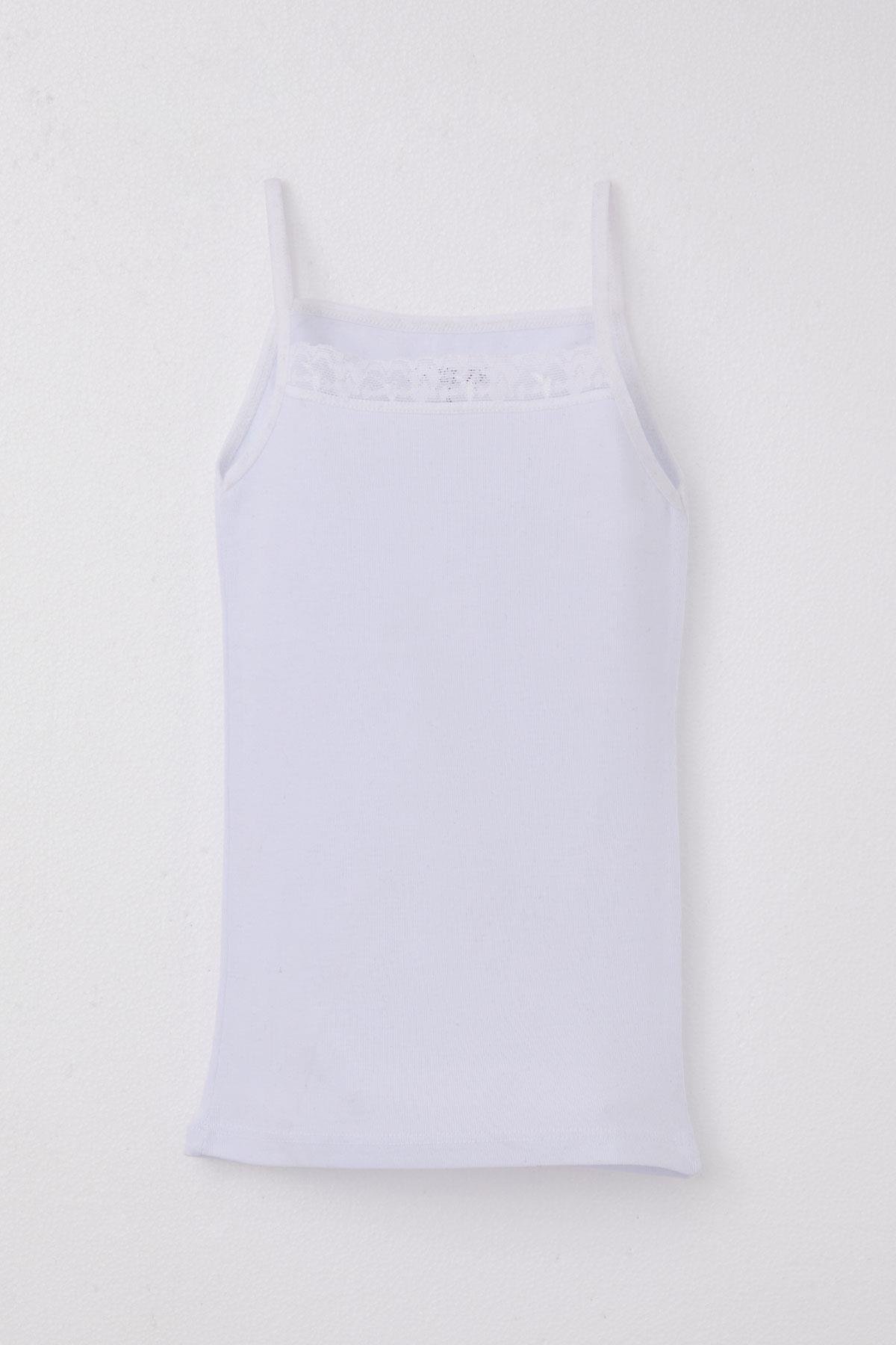 Breeze Kız Çocuk İnce Askılı Atlet Dantelli Beyaz (3 Yaş)