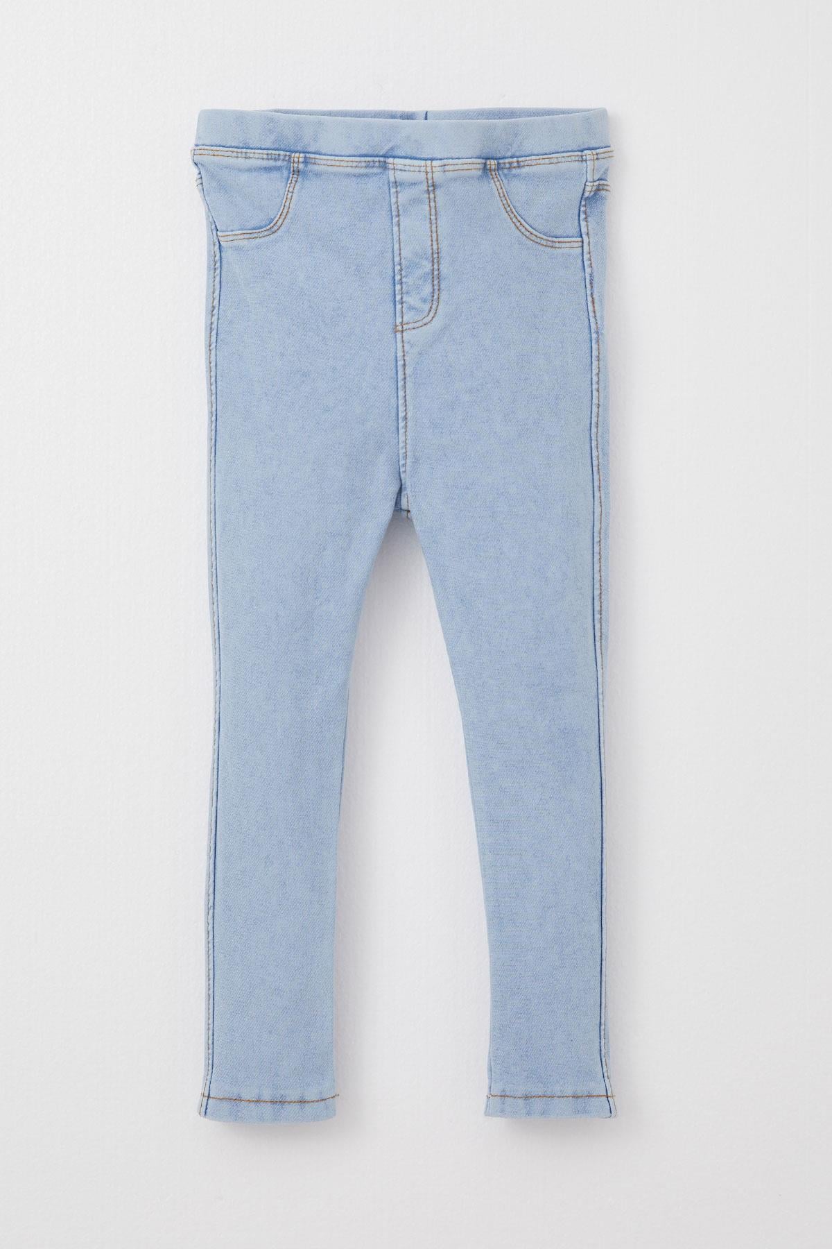 Breeze Kız Çocuk Jean Tayt Beli Lastikli Açık Mavi (1-5 Yaş)