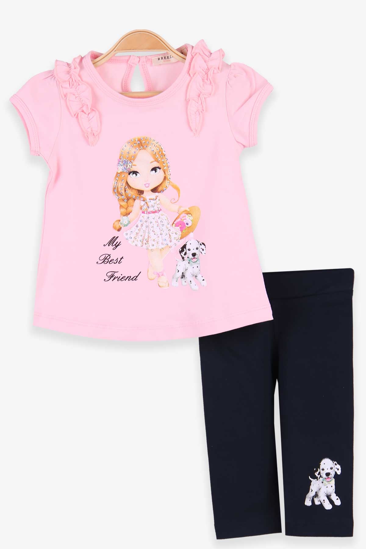 Breeze Kız Çocuk Kapri Taytlı Takım Kız Pul İşlemeli  Pembe (1-3 Yaş)