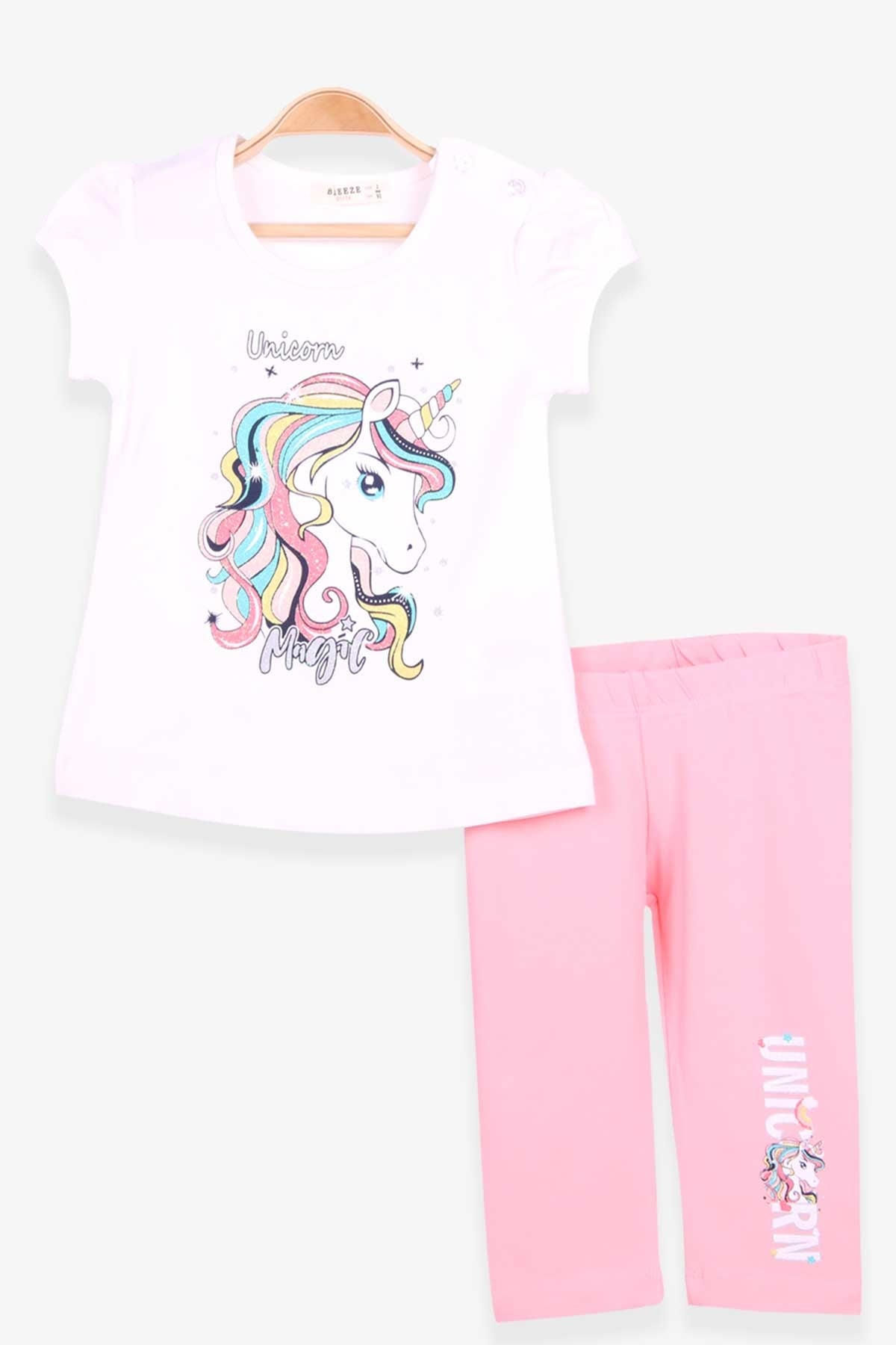 Breeze Kız Çocuk Kapri Taytlı Takım Unicorn Ekru (2-6 Yaş)