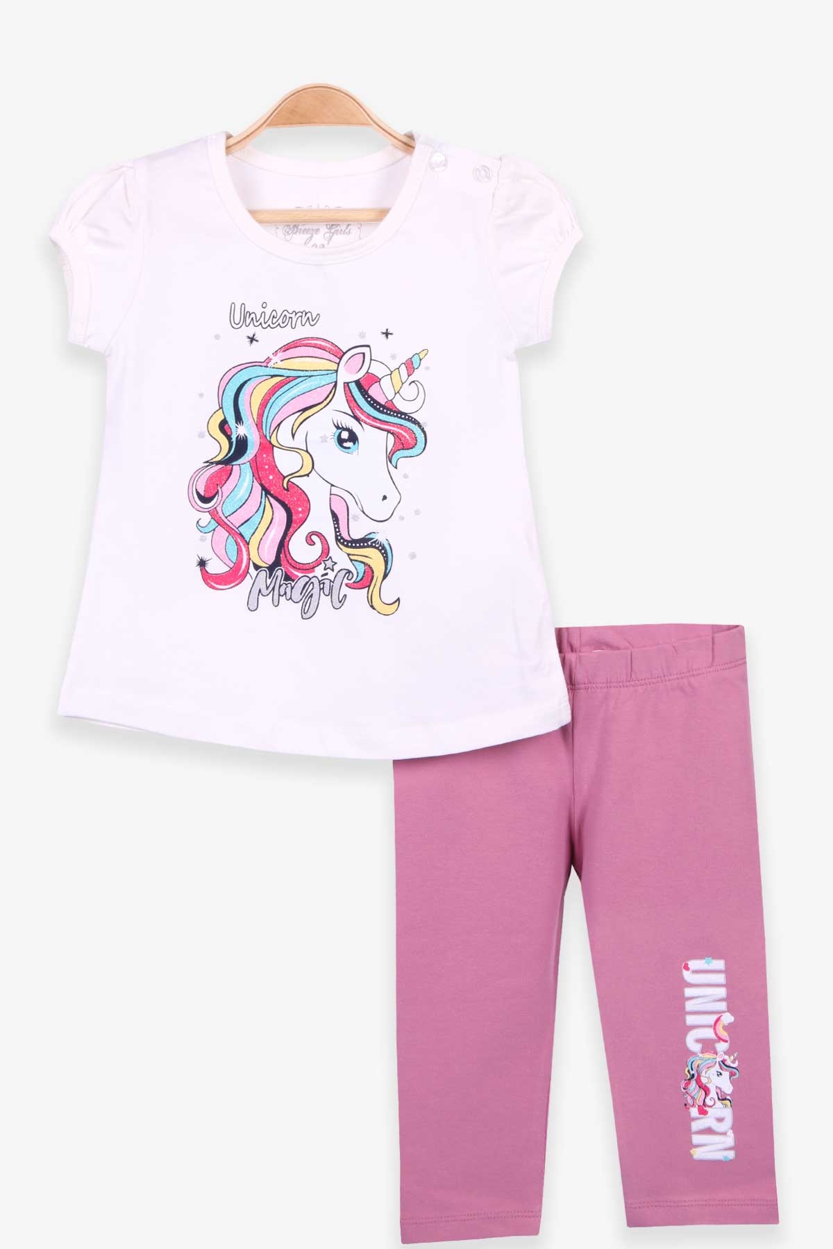 Breeze Kız Çocuk Kapri Taytlı Takım Unicorn Ekru (2-6 Yaş)